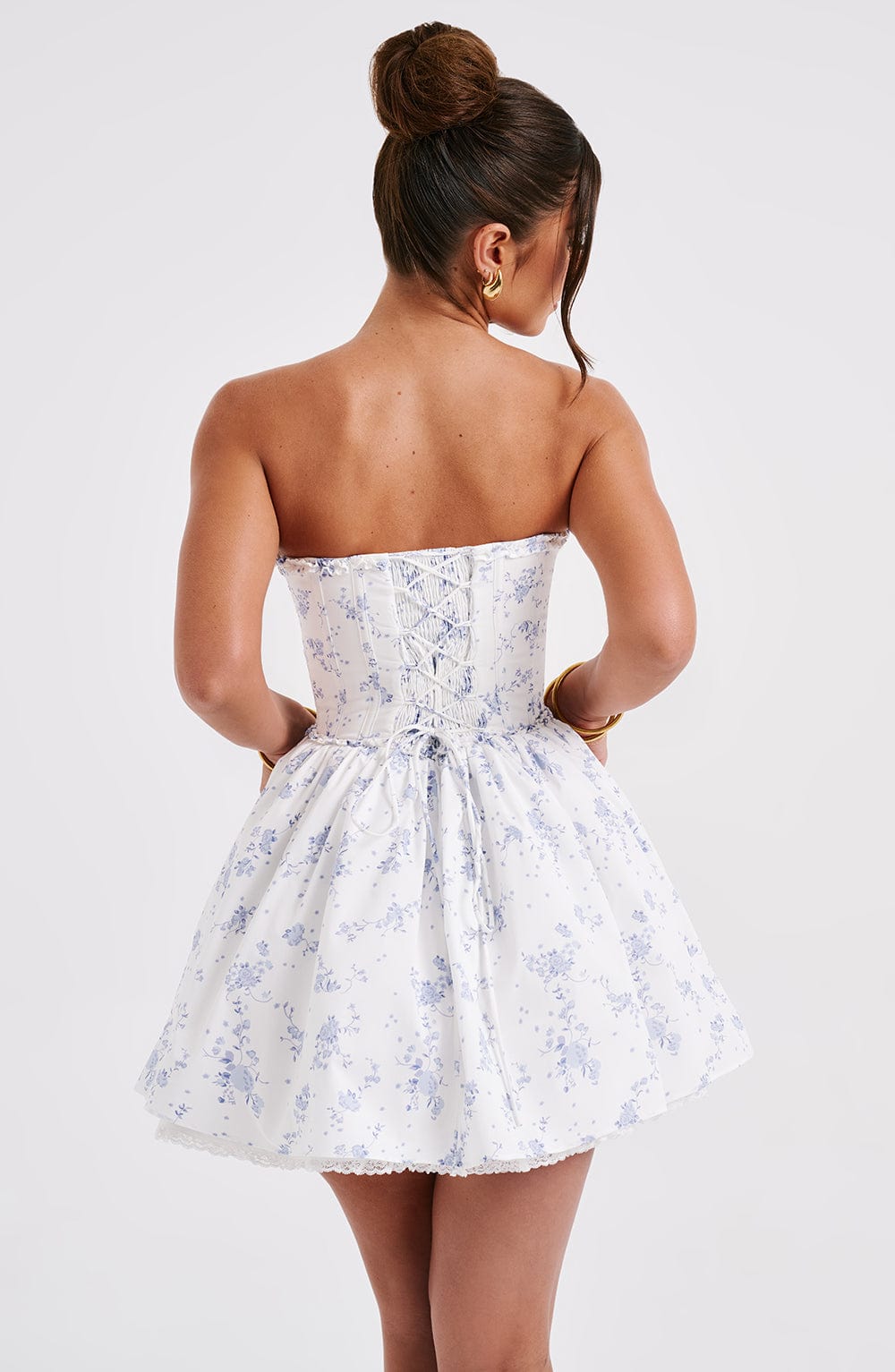 Belavie Maevella Mini Dress - Blue Ditsy Print