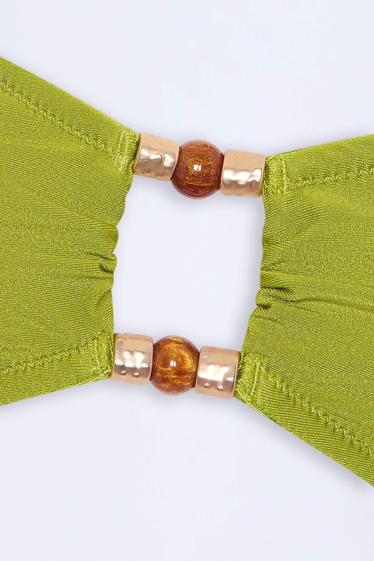 Belavie Manave Bead-Embellished Bandeau Bikini Top in Olive Green