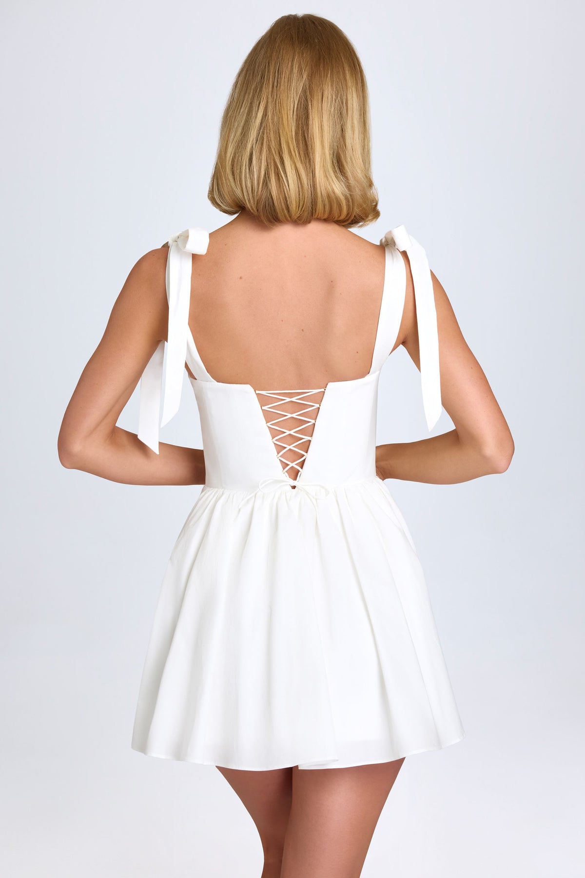 Belavie Marianne Ruched Corset Mini Dress in White