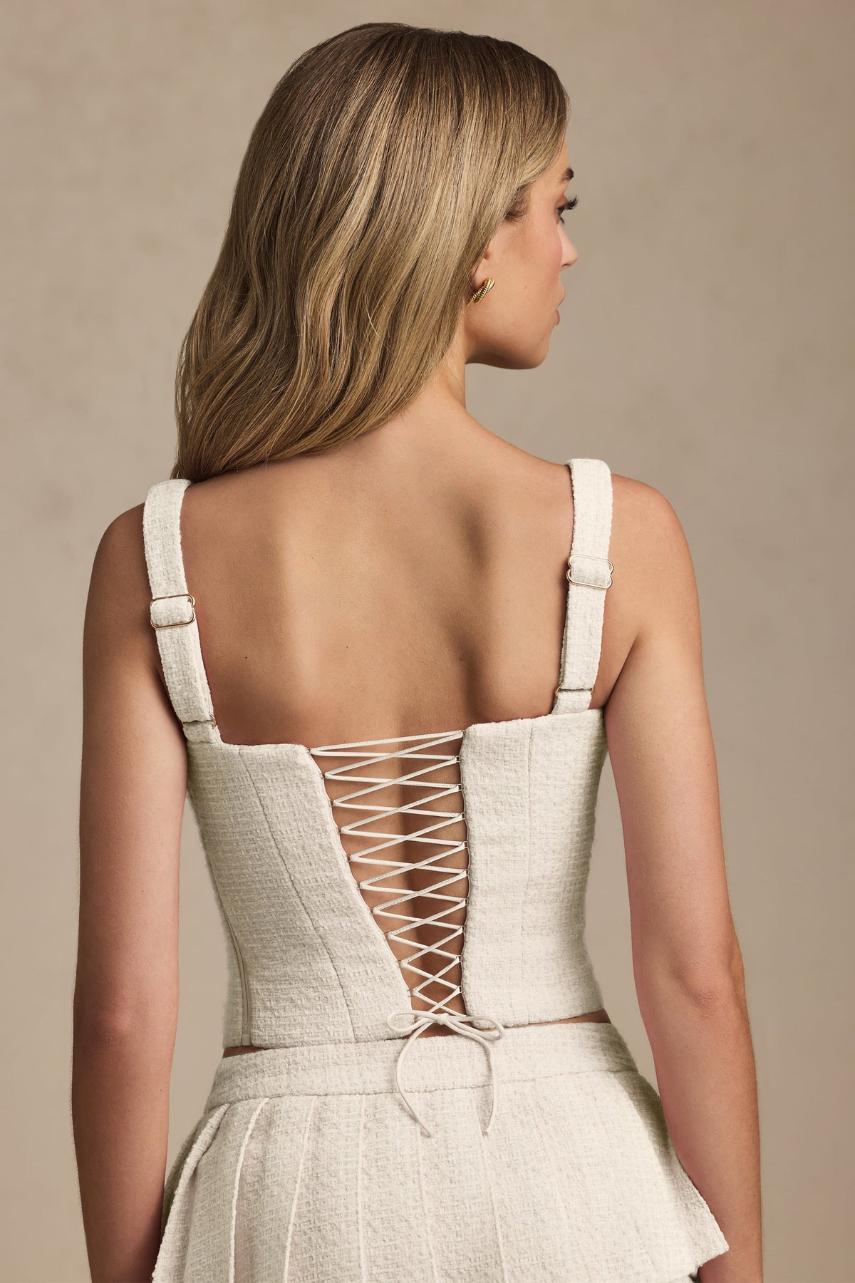 Belavie Name Lace-Up Corset Top in Ivory