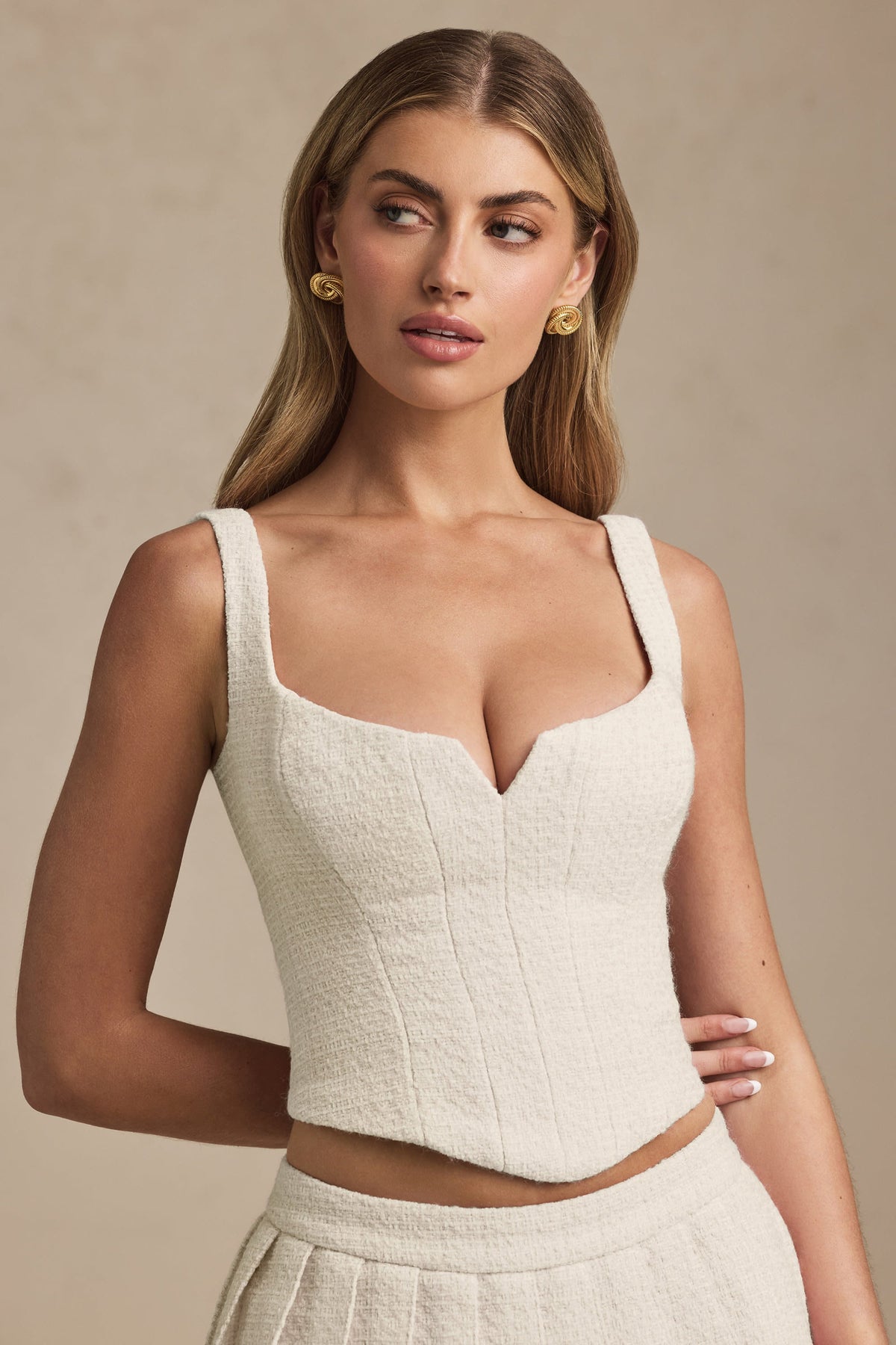 Belavie Name Lace-Up Corset Top in Ivory