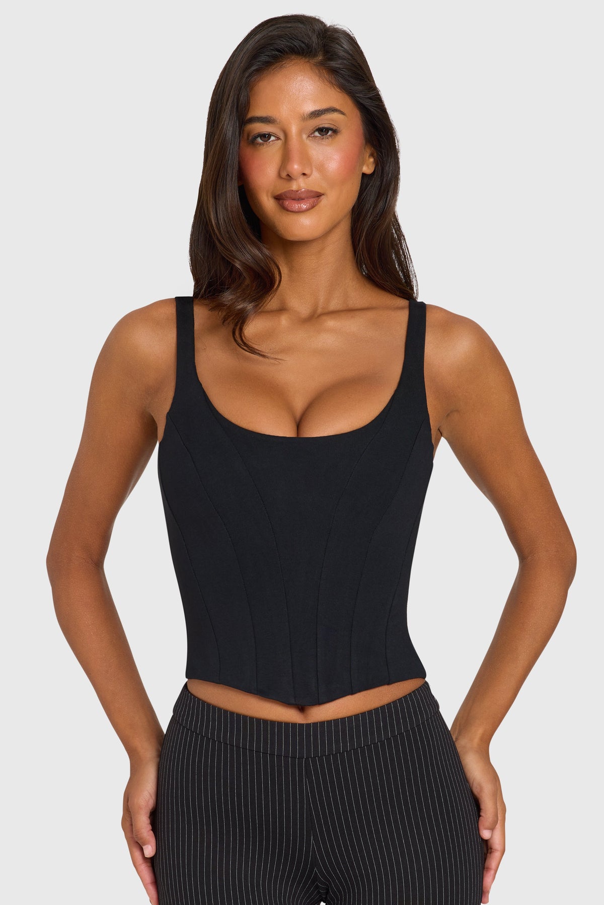 Belavie Xantha Ponte Corset Top in Black