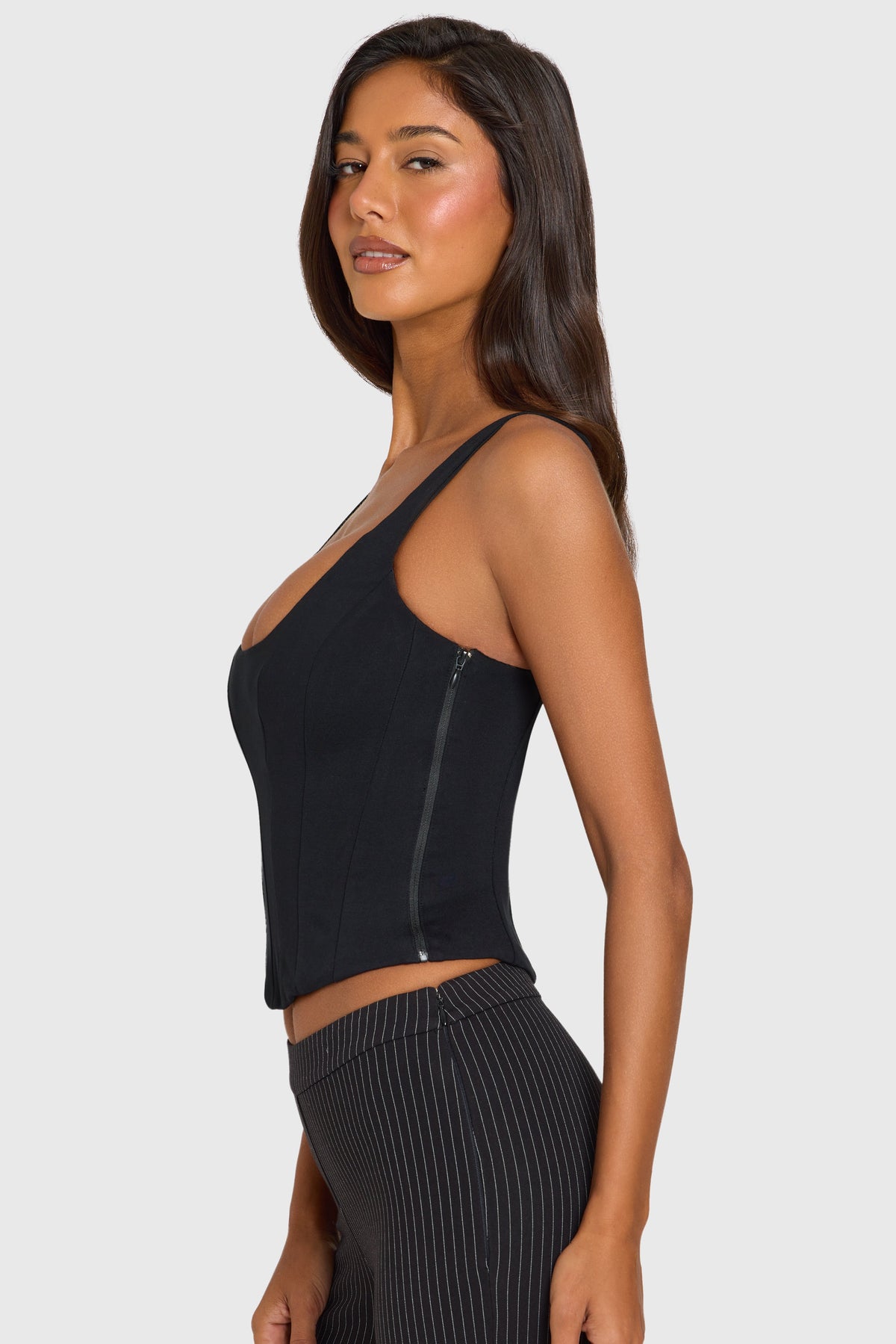 Belavie Xantha Ponte Corset Top in Black