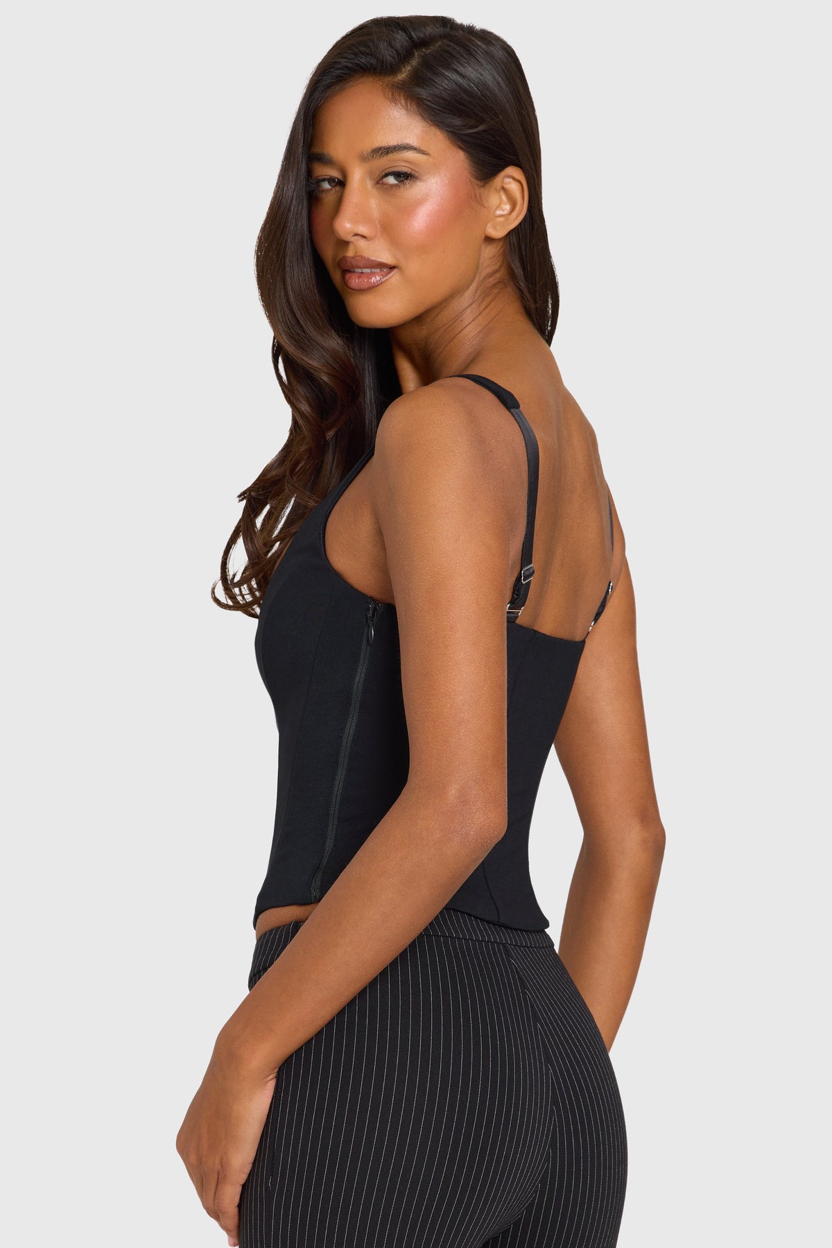 Belavie Xantha Ponte Corset Top in Black