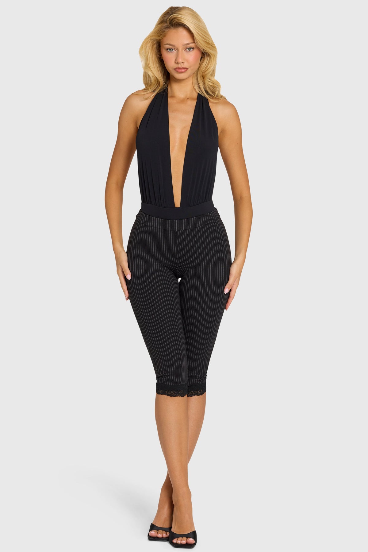 Belavie Bertia Plunge Halterneck Bodysuit in Black
