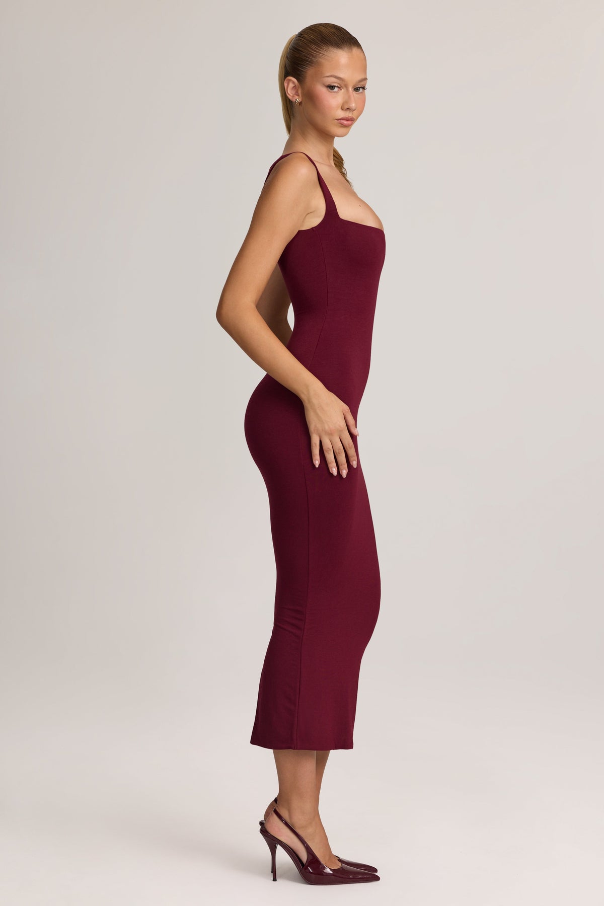 Belavie Ainslea Modal Bodycon Midi Dress in Wine