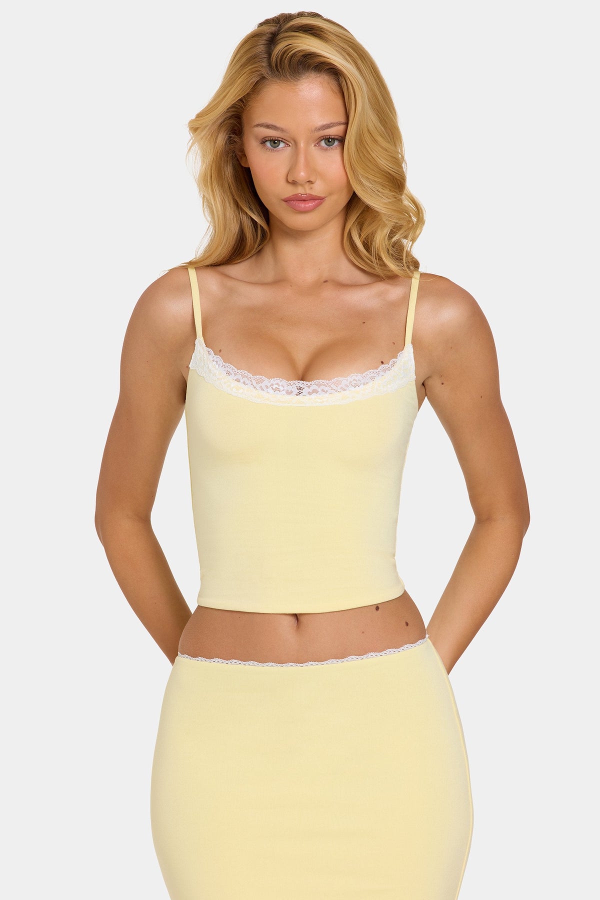 Belavie Alvaie Modal Lace-Trim Top in Butter
