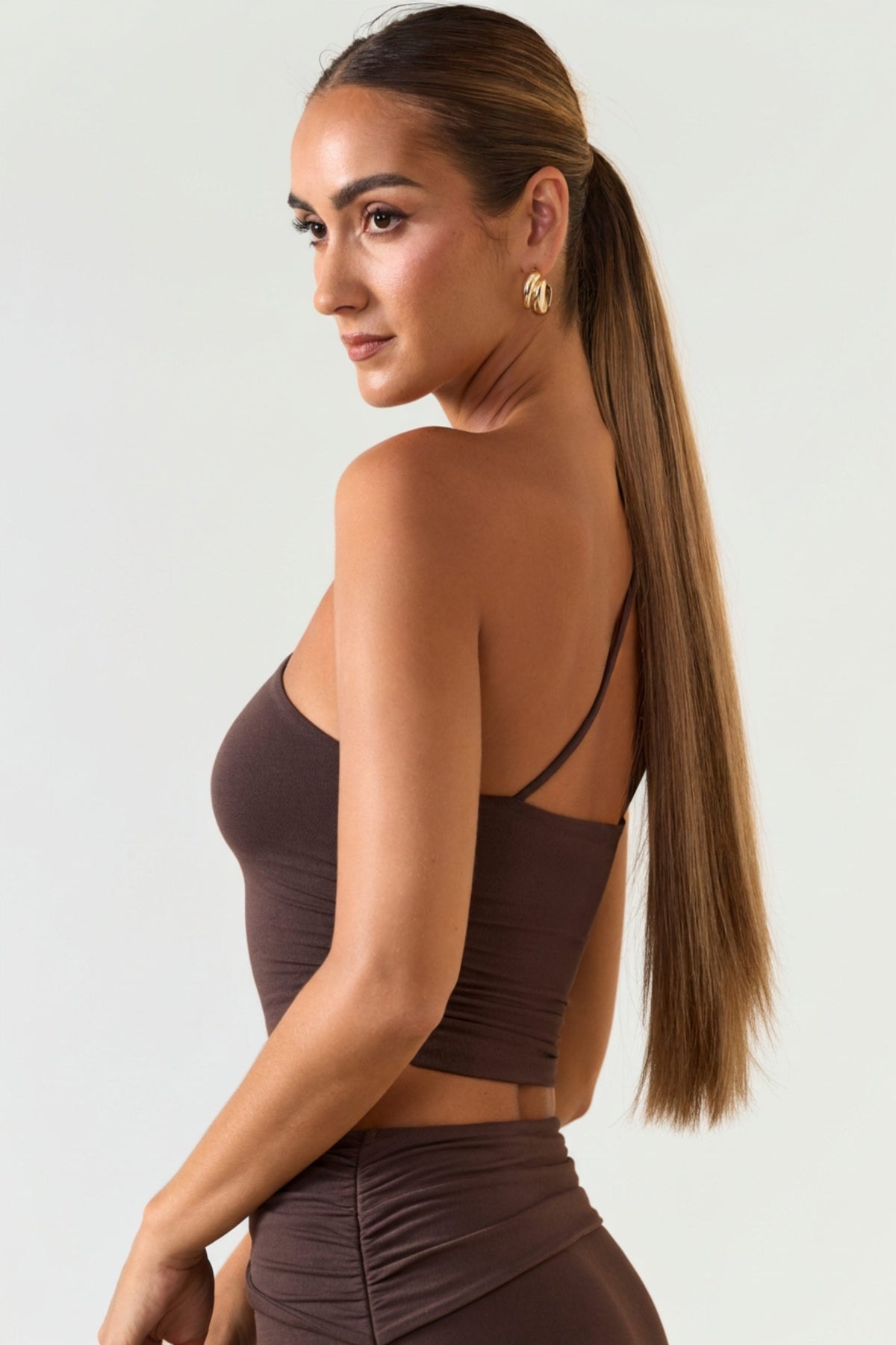 Belavie Ande Modal One-Shoulder Top in Chocolate Brown