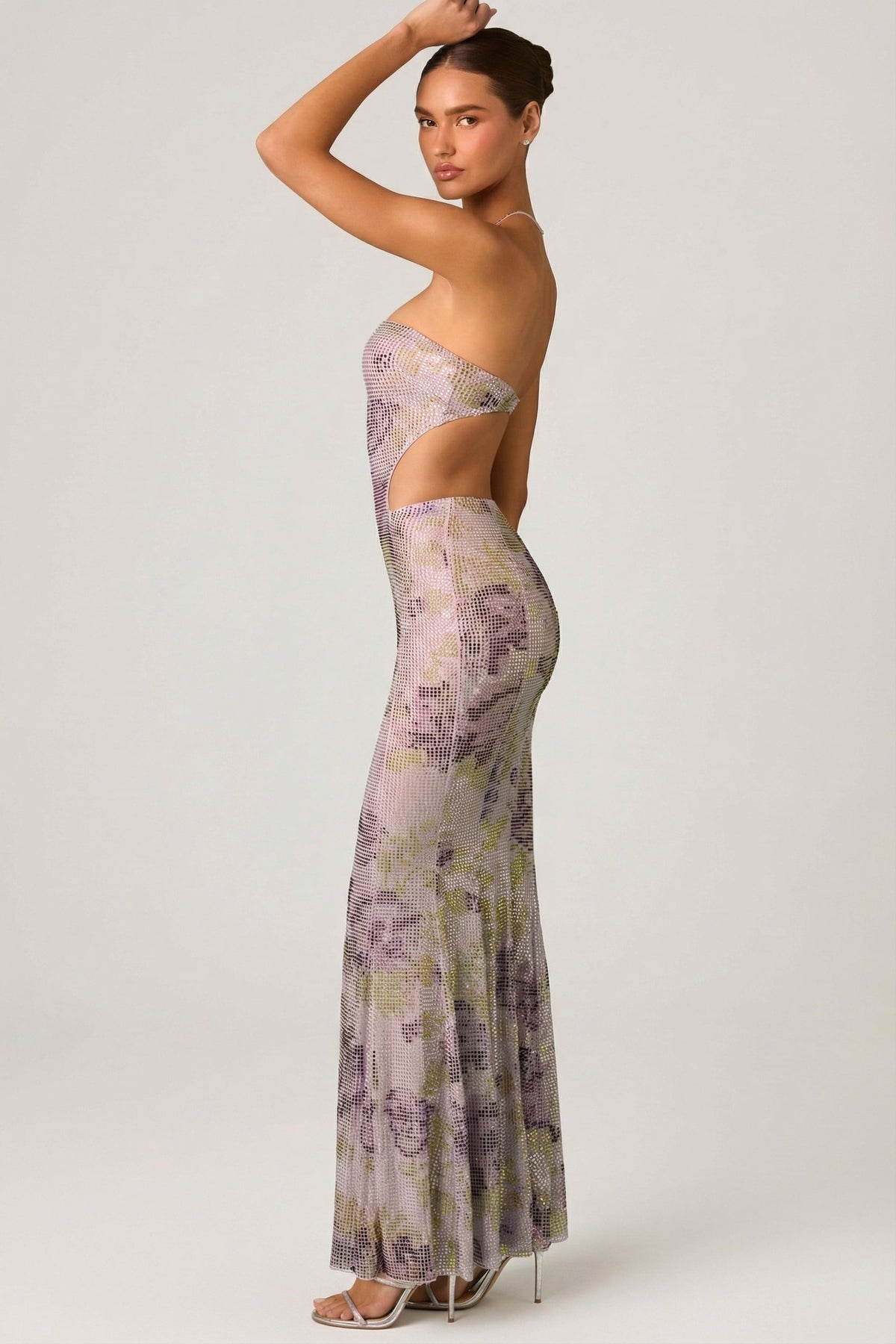 Belavie Lucienna Embellished Cut-Out Fishtail Maxi Dress in Lilac
