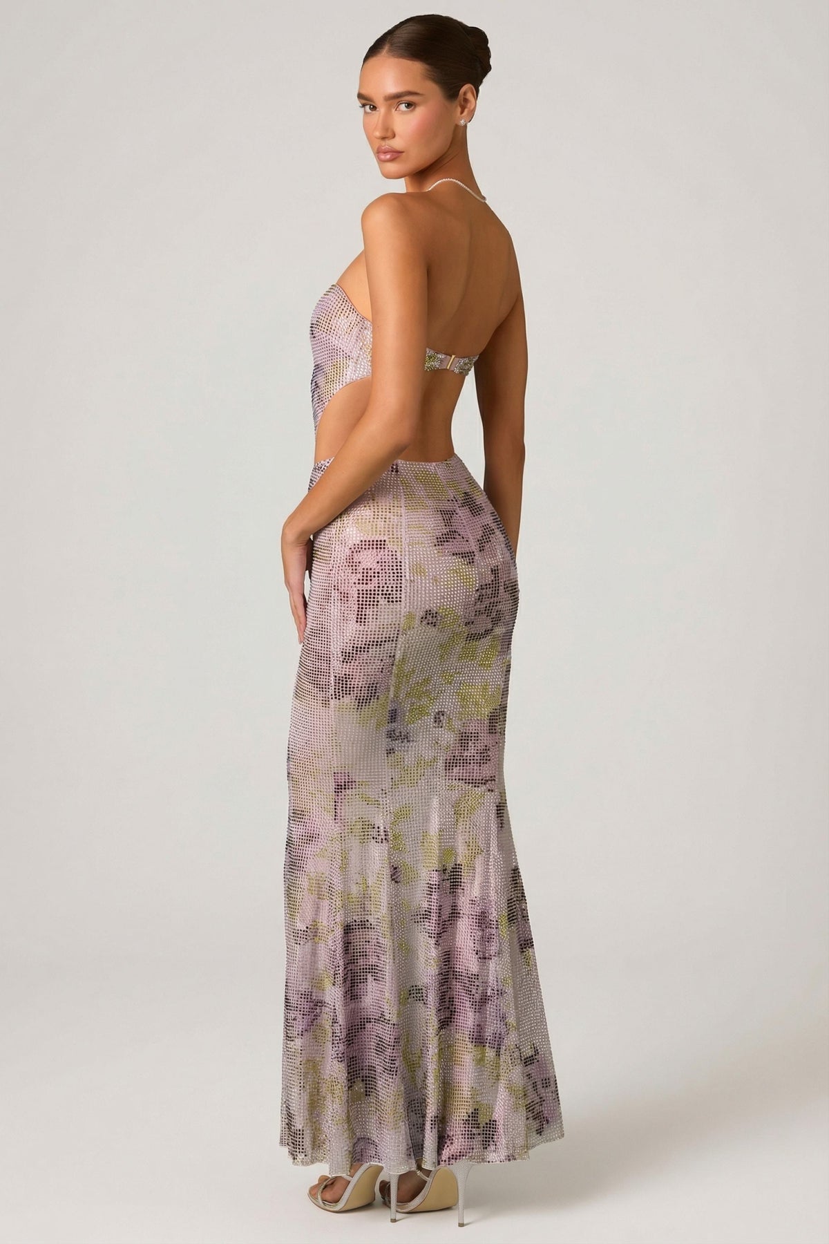 Belavie Lucienna Embellished Cut-Out Fishtail Maxi Dress in Lilac