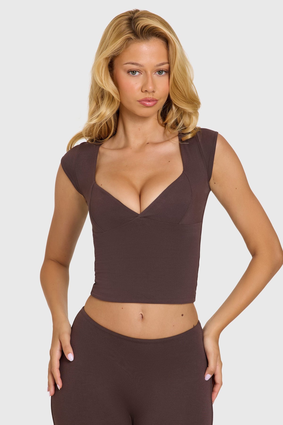 Belavie Aurie Modal Cap-Sleeve Top in Chocolate