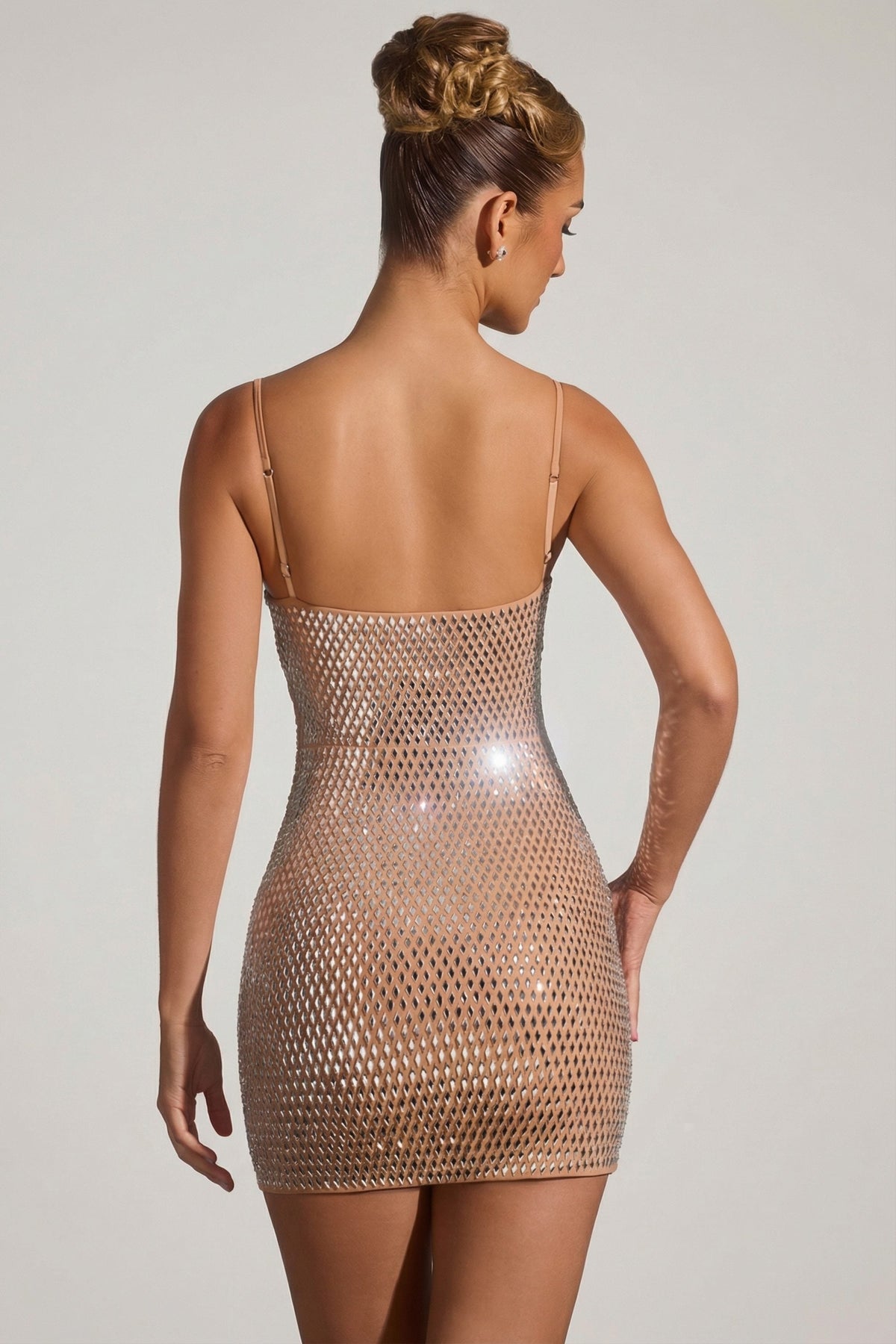 Belavie Aylean Embellished Cut-Out Mini Dress in Honey