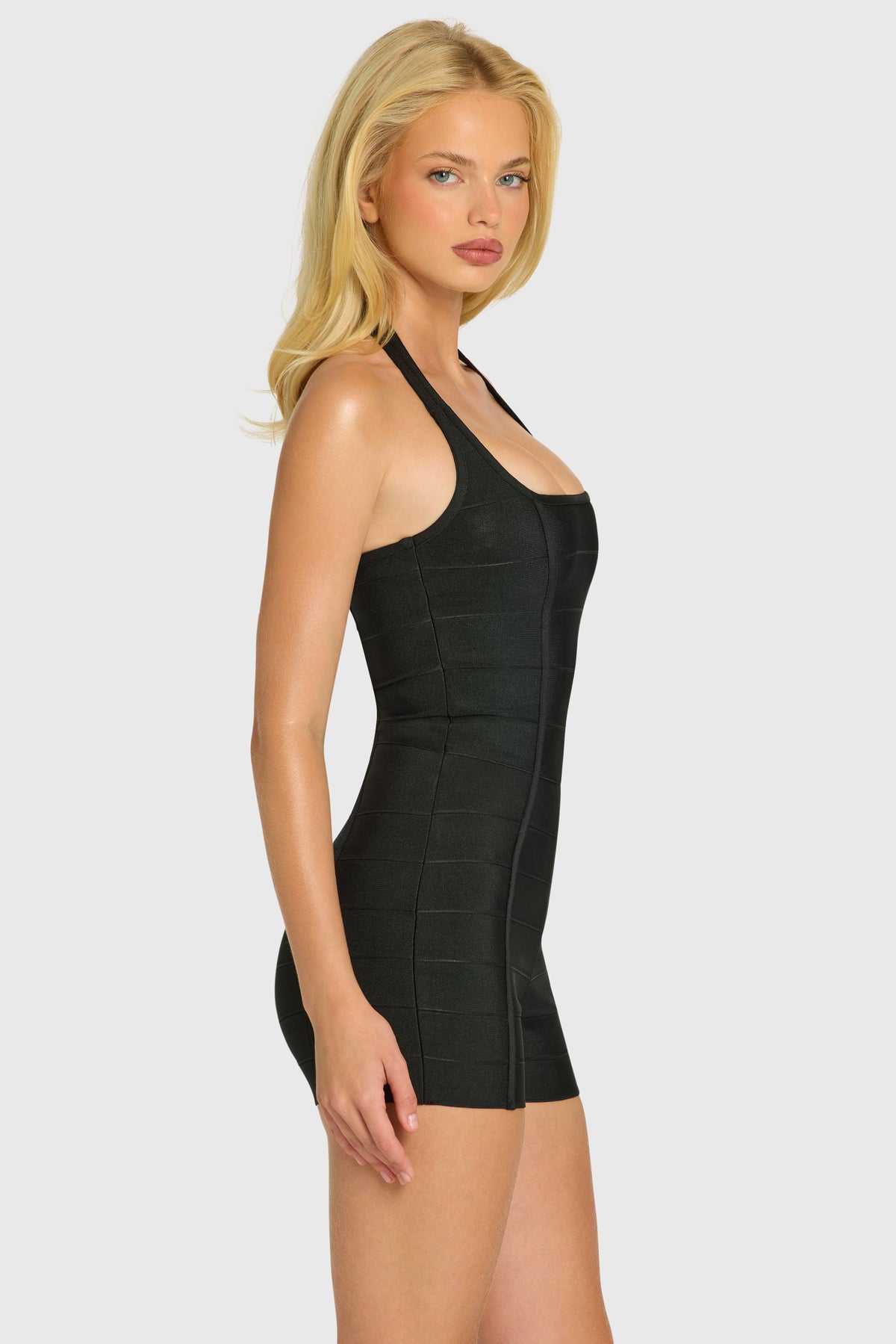 Belavie Dalie Bandage Halterneck Playsuit in Black