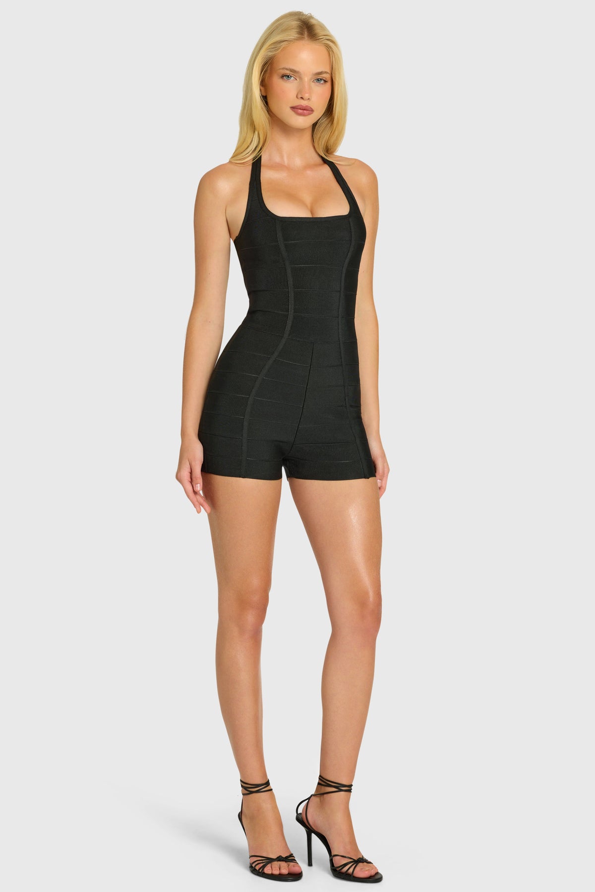 Belavie Dalie Bandage Halterneck Playsuit in Black