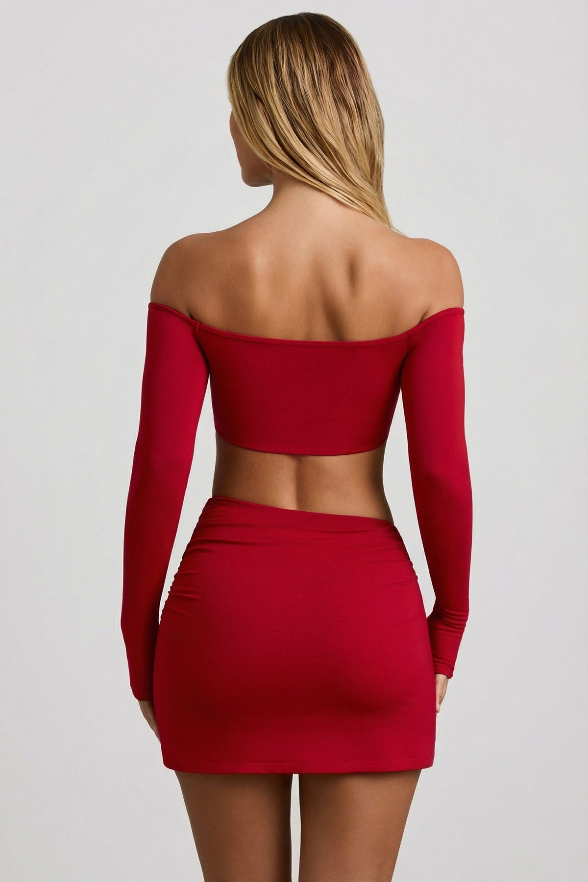 Belavie Iria Modal Contrast-Trim Crop Top in Red