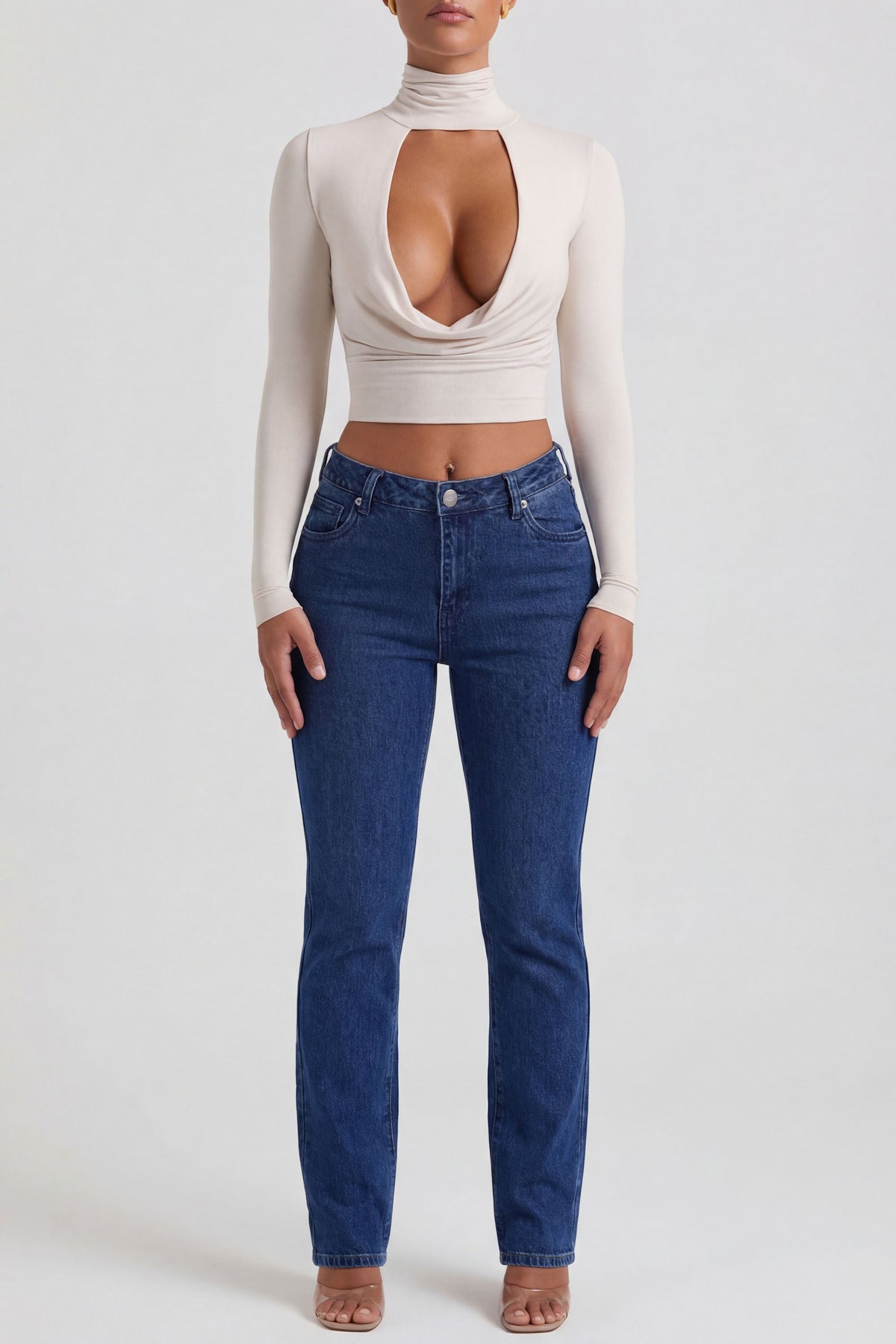 Belavie Karite Cowl-Neck Tie-Back Top in Ivory