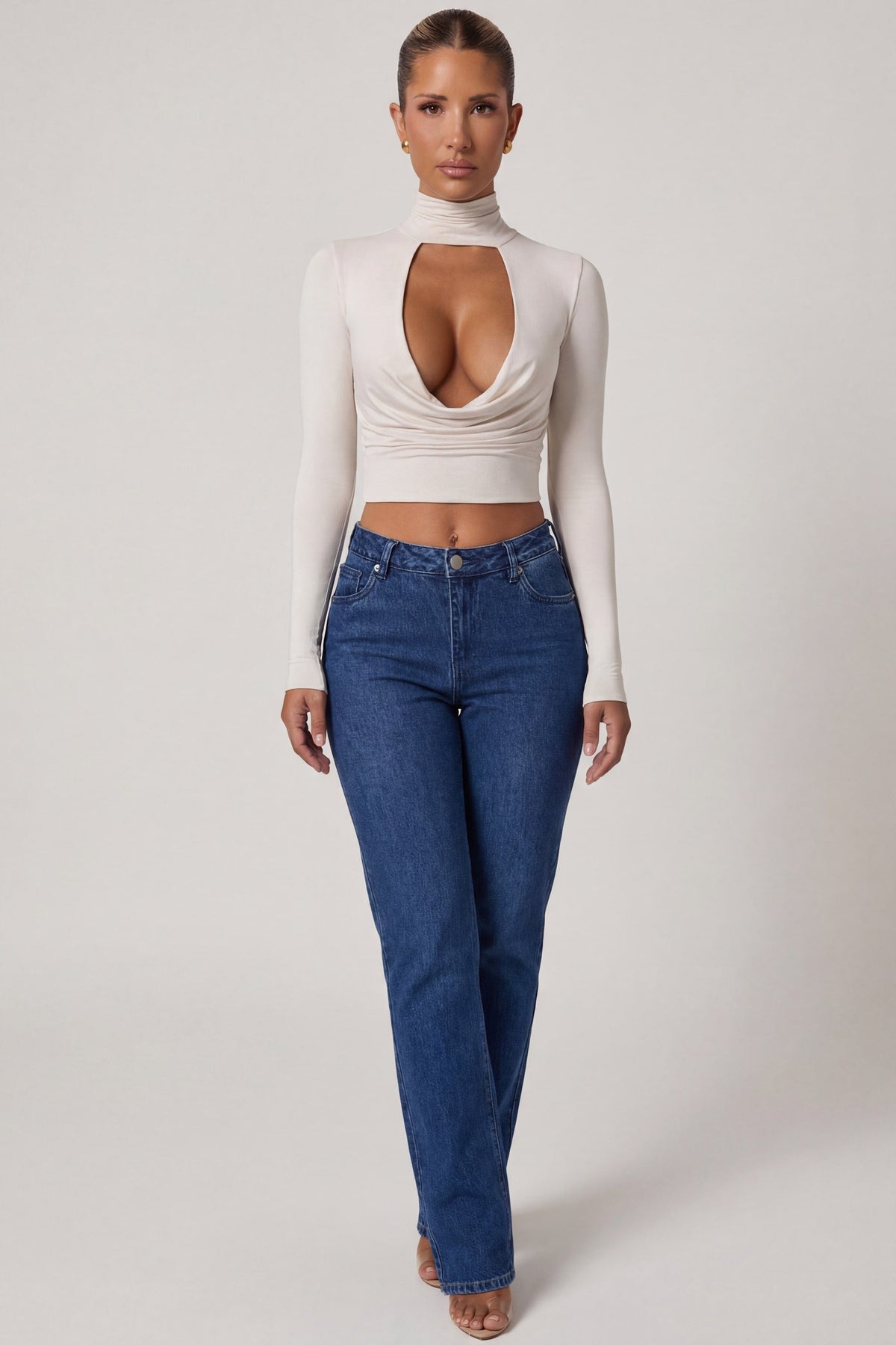 Belavie Karite Cowl-Neck Tie-Back Top in Ivory