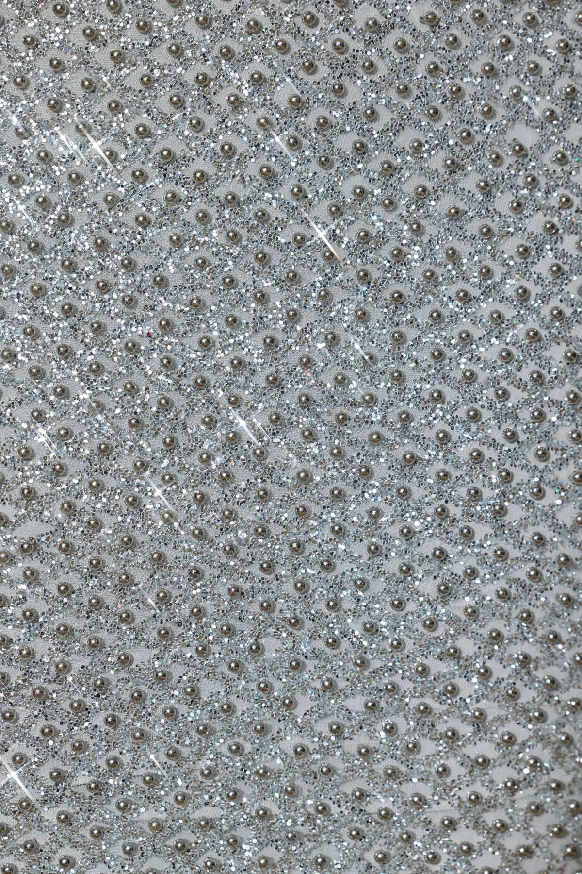 Belavie Katalie Embellished Cut-Out Gown in Silver