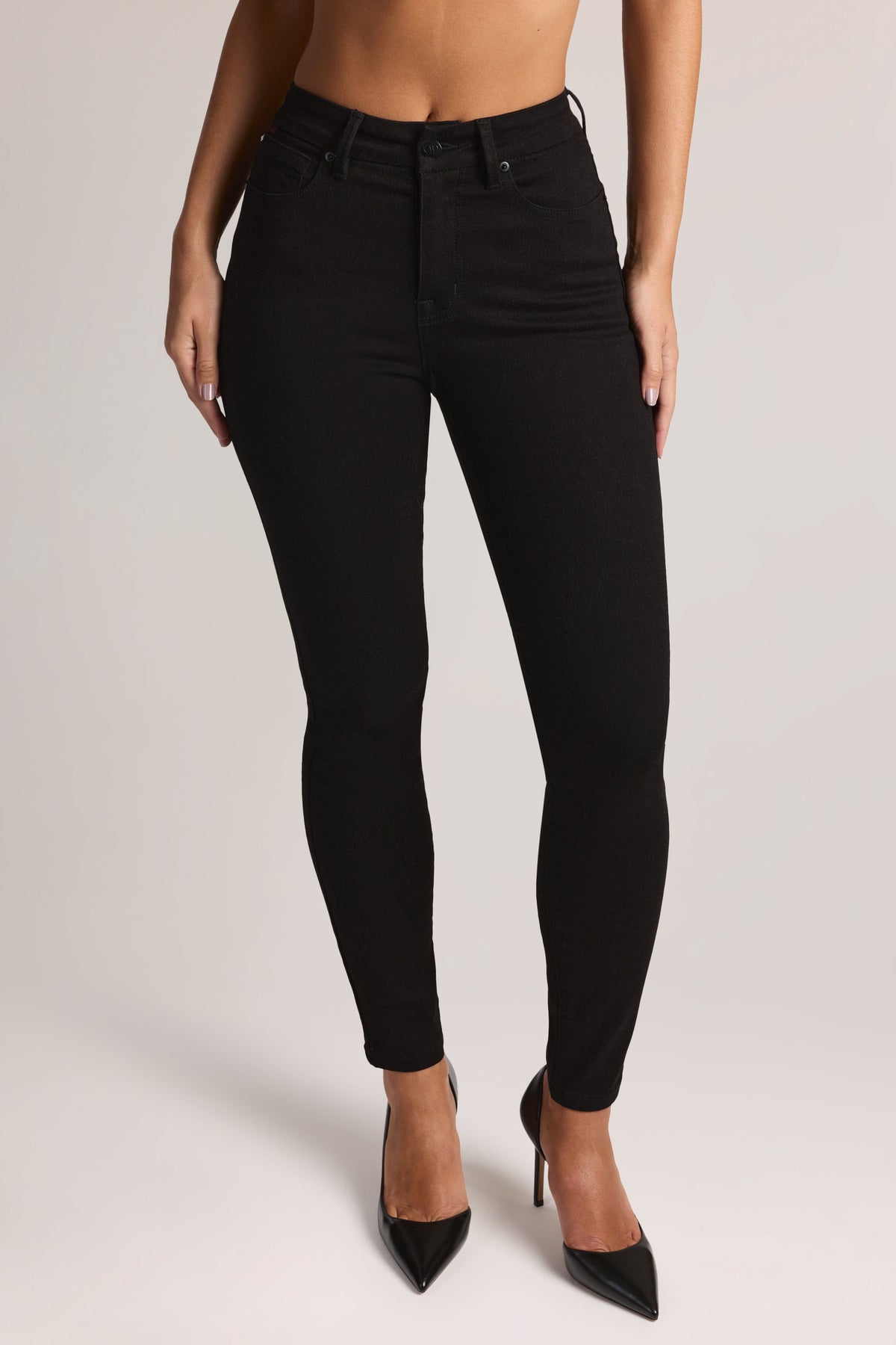 Belavie Kennia High-Rise Cropped Skinny Jeans in Black Wash
