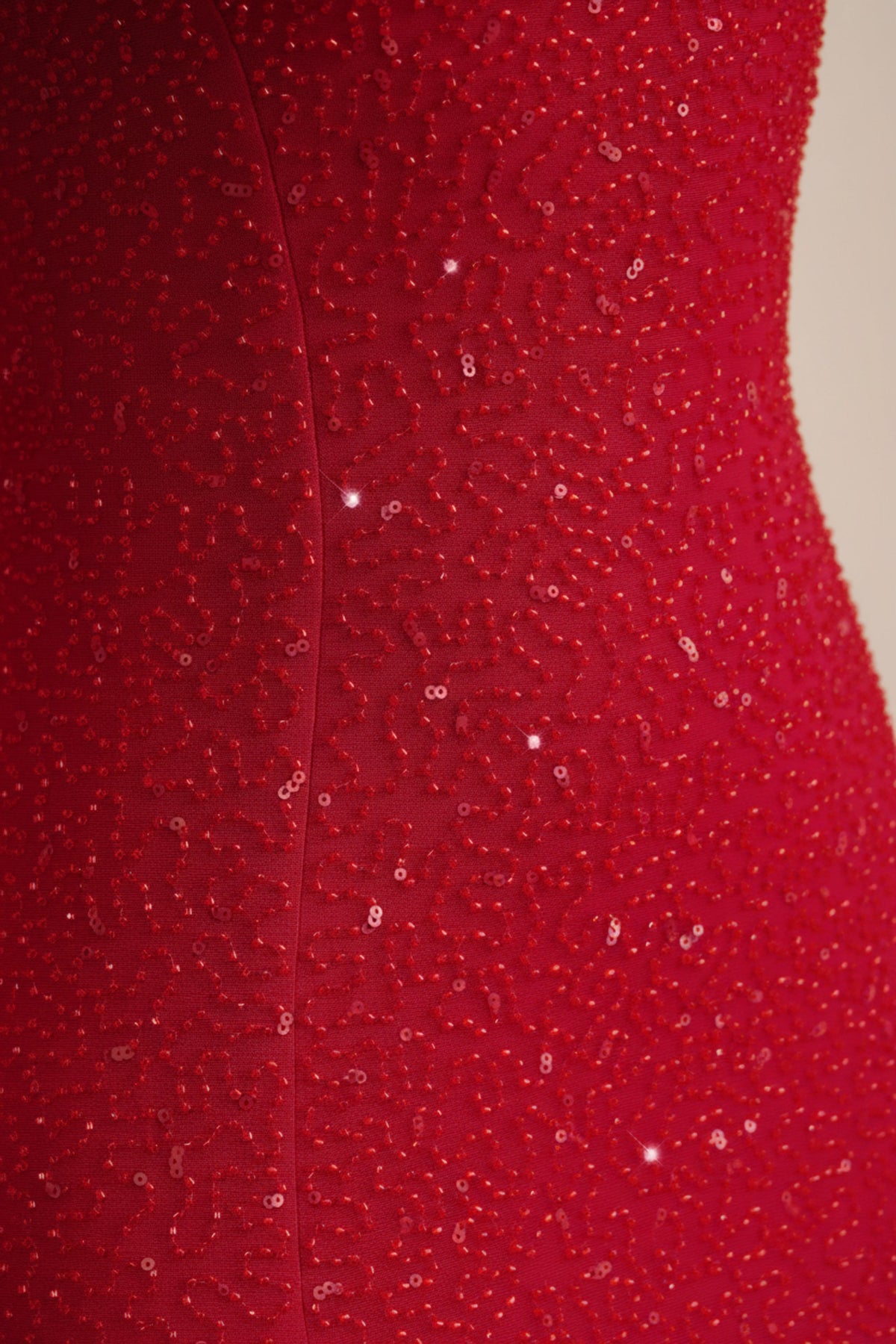 Belavie Embellished Strapless Cowl-Neck Maxi Dress in Rouge