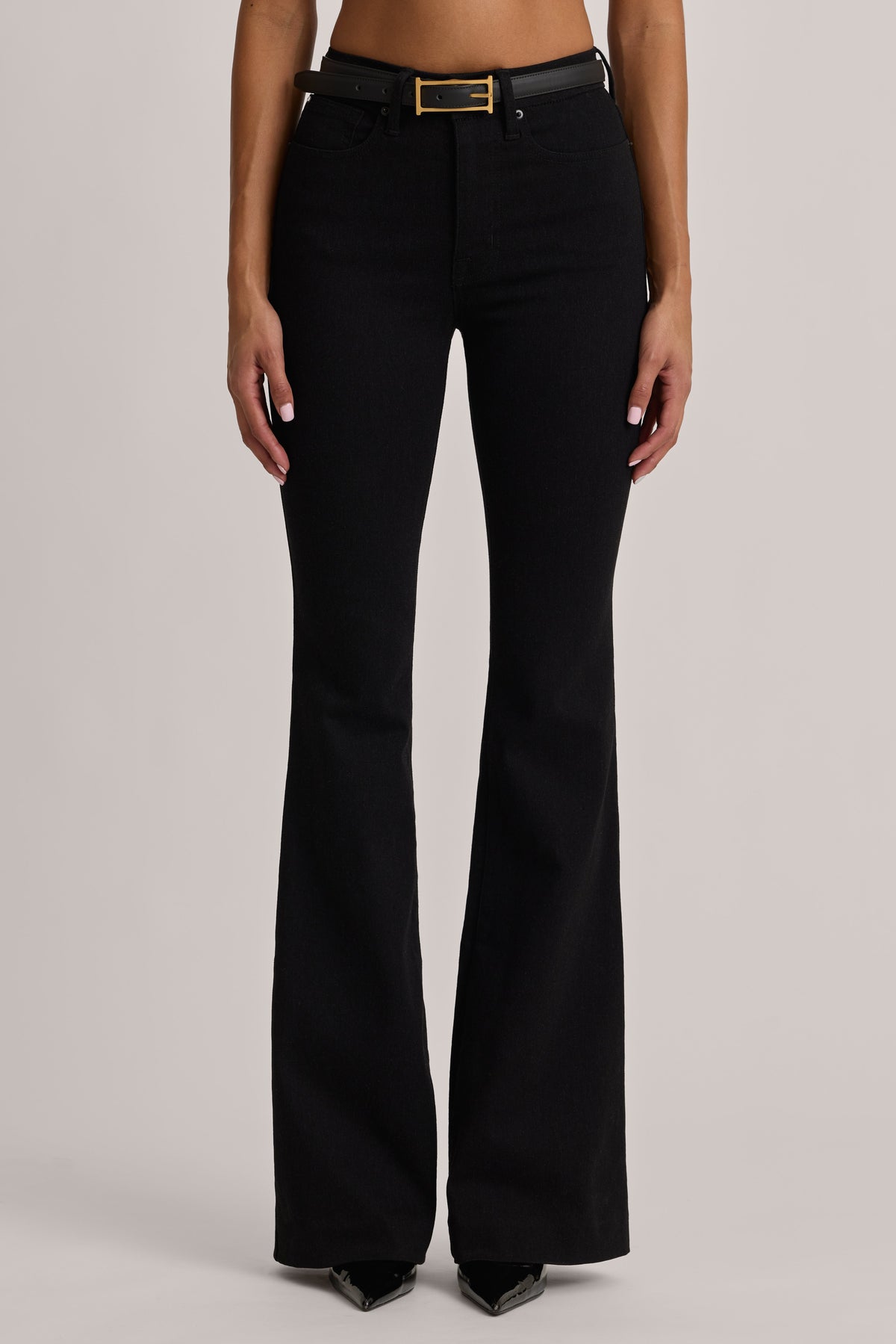 Belavie Lole High-Rise Flared Jeans in Black Wash