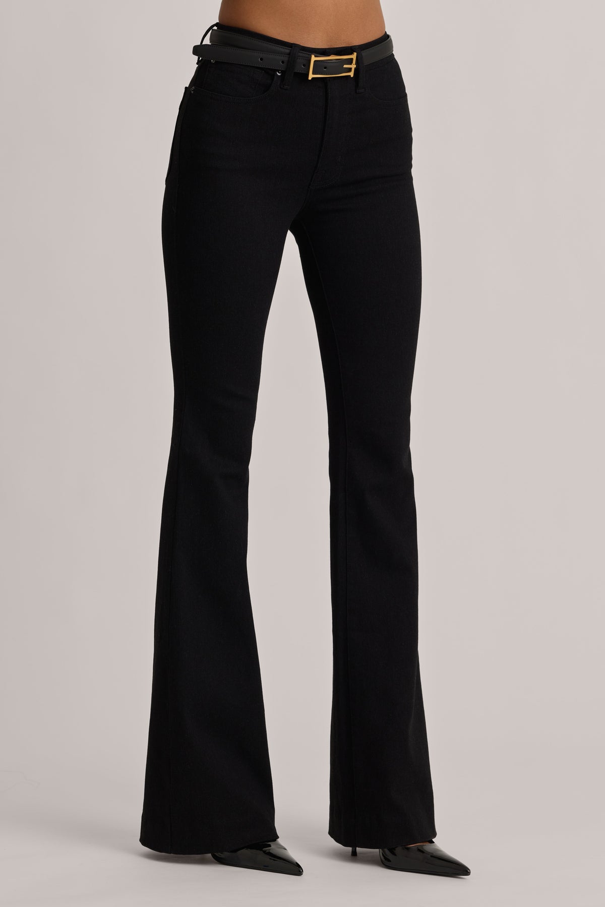 Belavie Lole High-Rise Flared Jeans in Black Wash