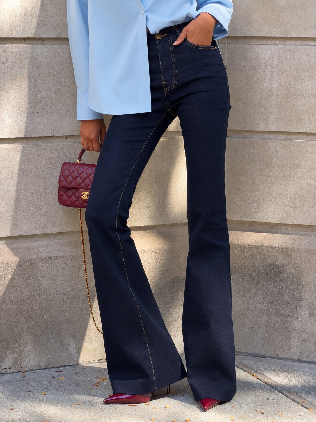 Belavie Lole High-Rise Flared Jeans in Dark Wash