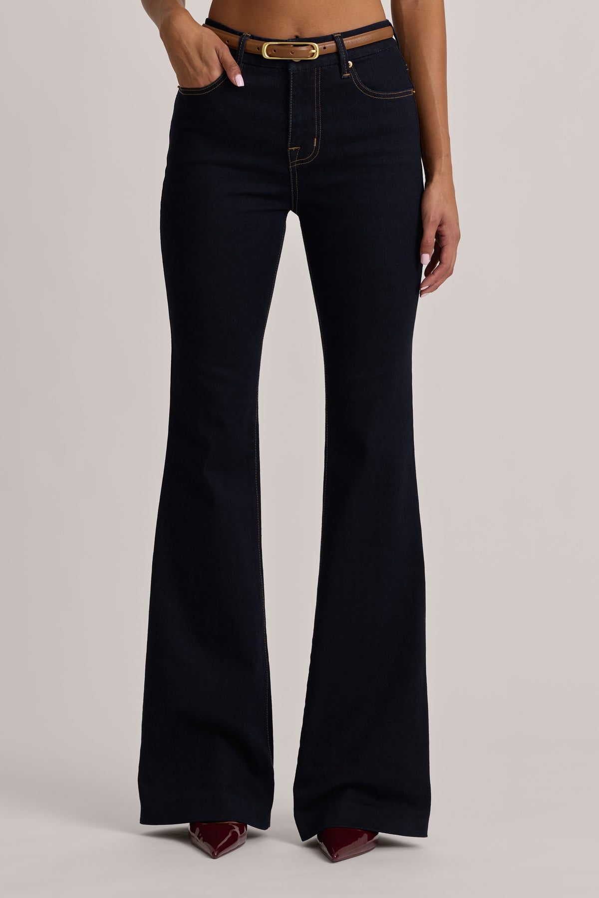 Belavie Lole High-Rise Flared Jeans in Dark Wash
