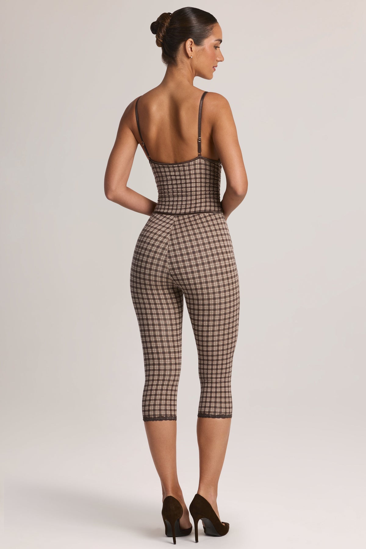 Belavie Louetta Modal Capri Jumpsuit in Square Check Print