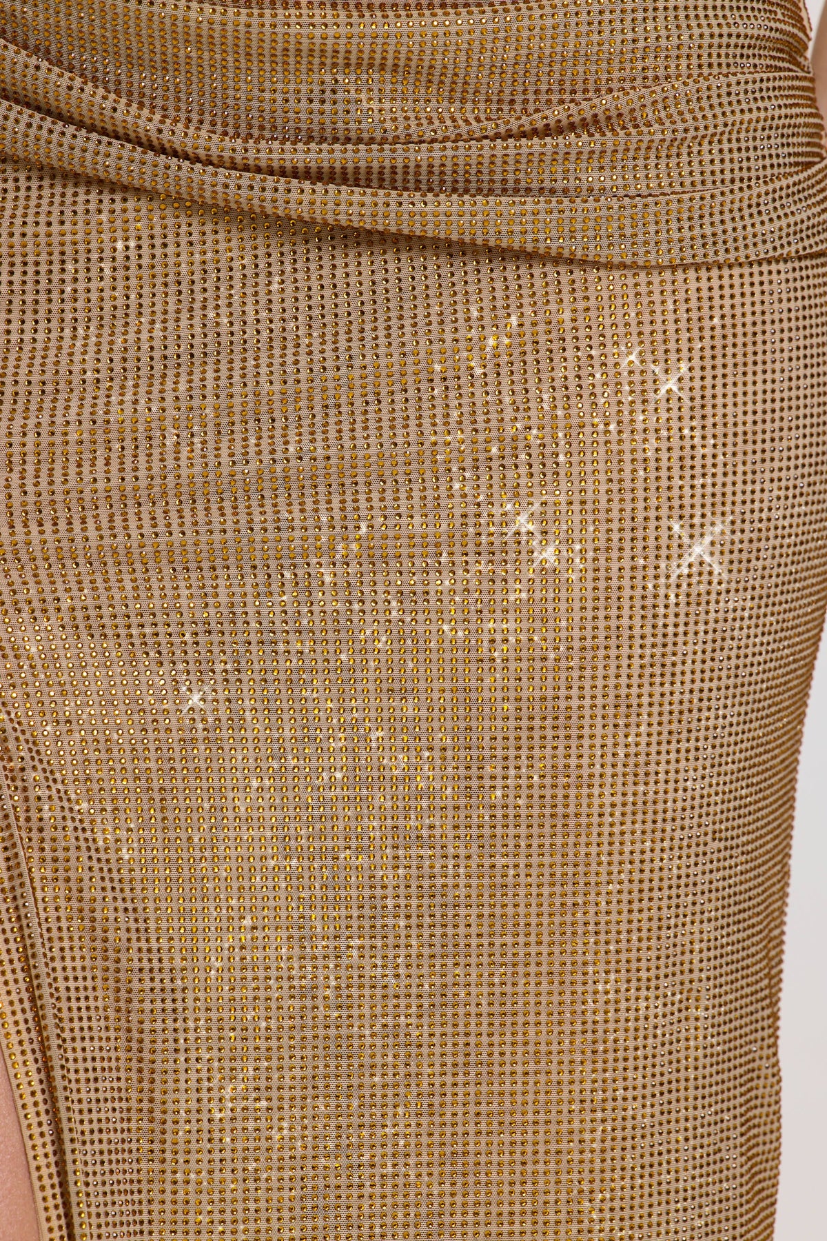 Belavie Malie Embellished Maxi Dress in Gold