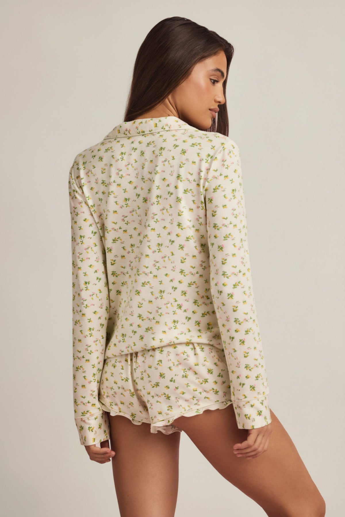 Belavie Miraa Modal Long-Sleeve Pyjama Top in Lemon Print
