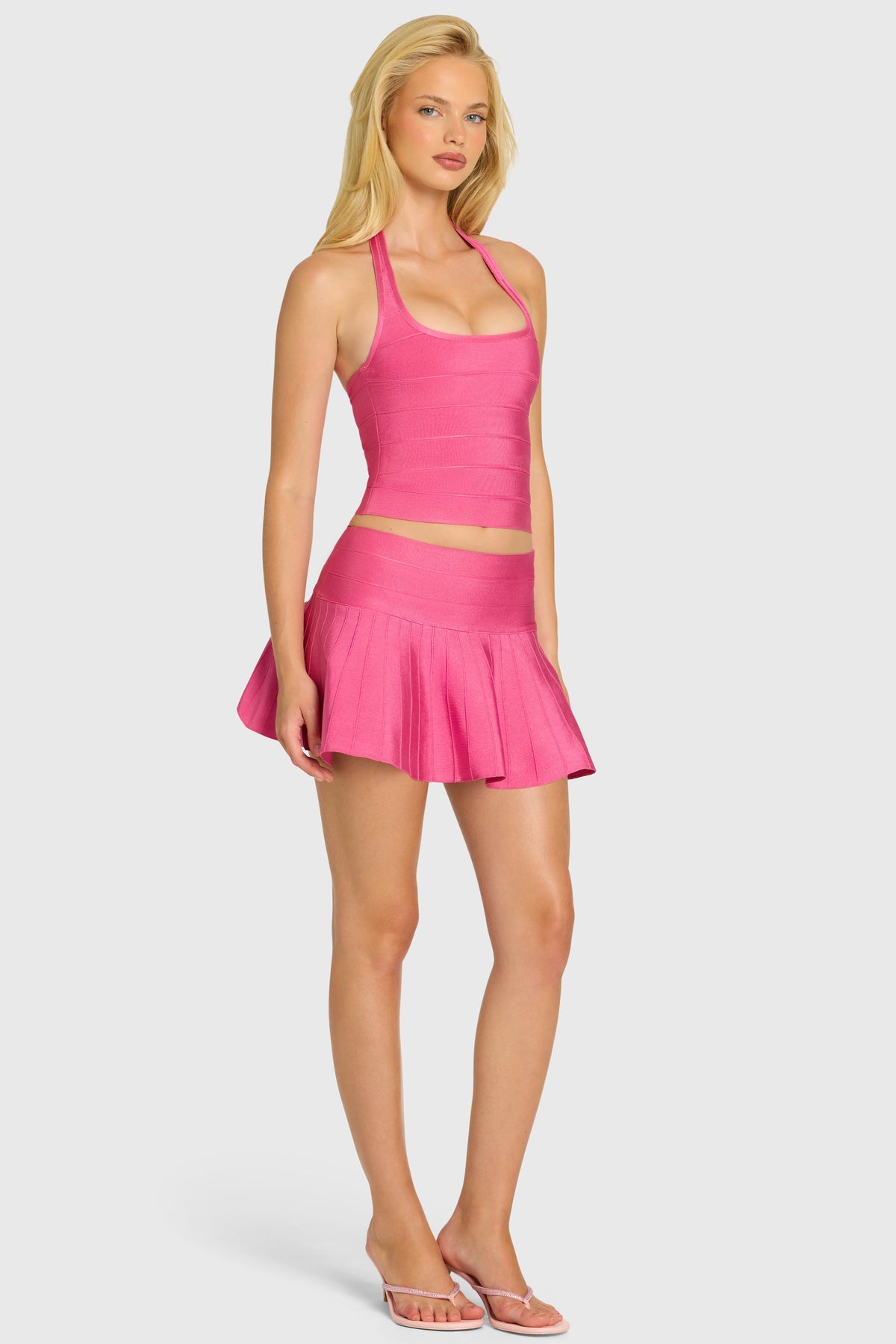 Belavie Naome Bandage Low-Rise Mini Skirt in Raspberry