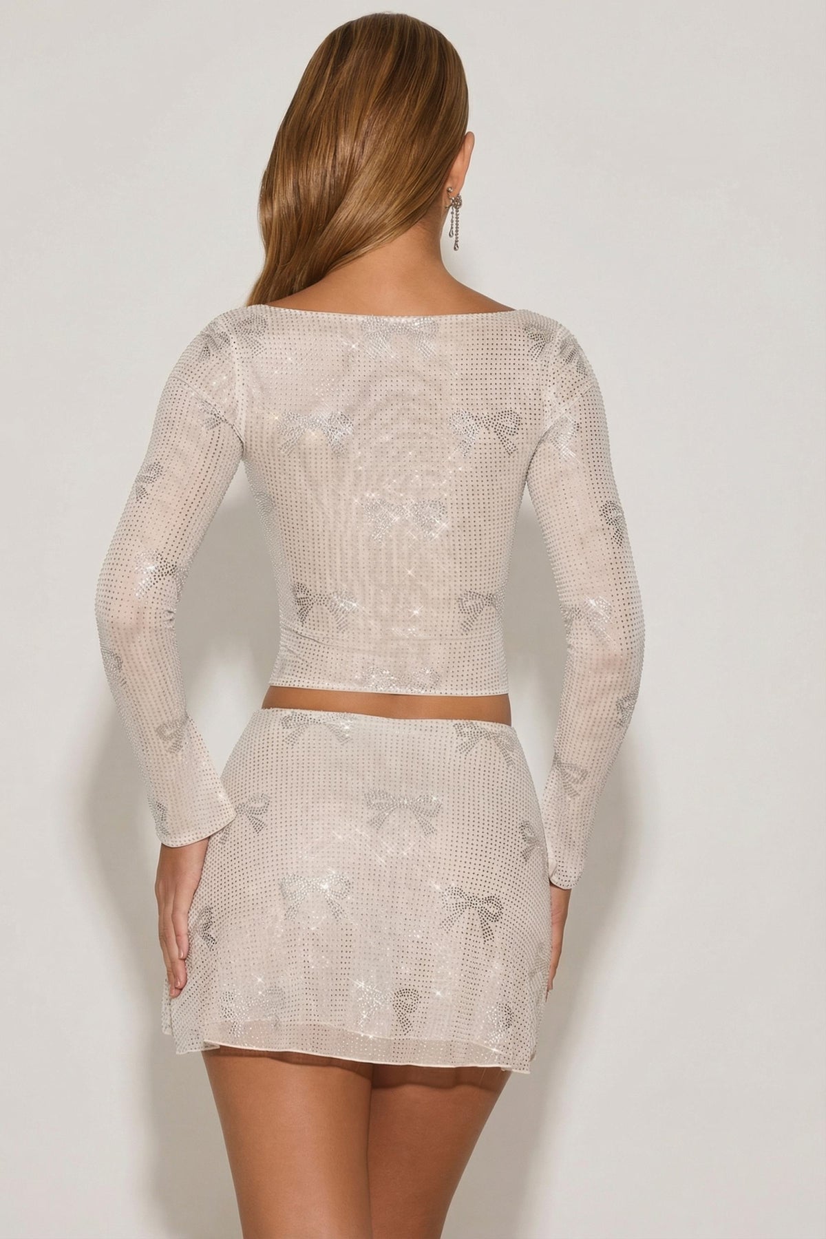 Belavie Natale Embellished Bow-Detail Top in Ivory