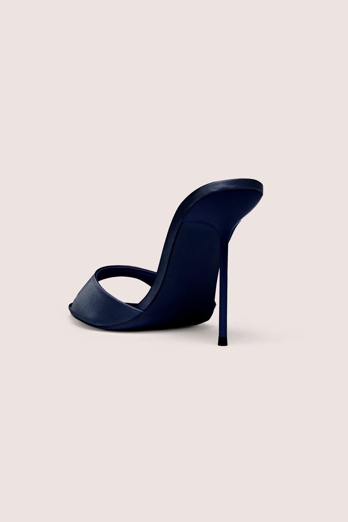 Belavie Nile Satin Heeled Mule Sandal in Midnight Blue