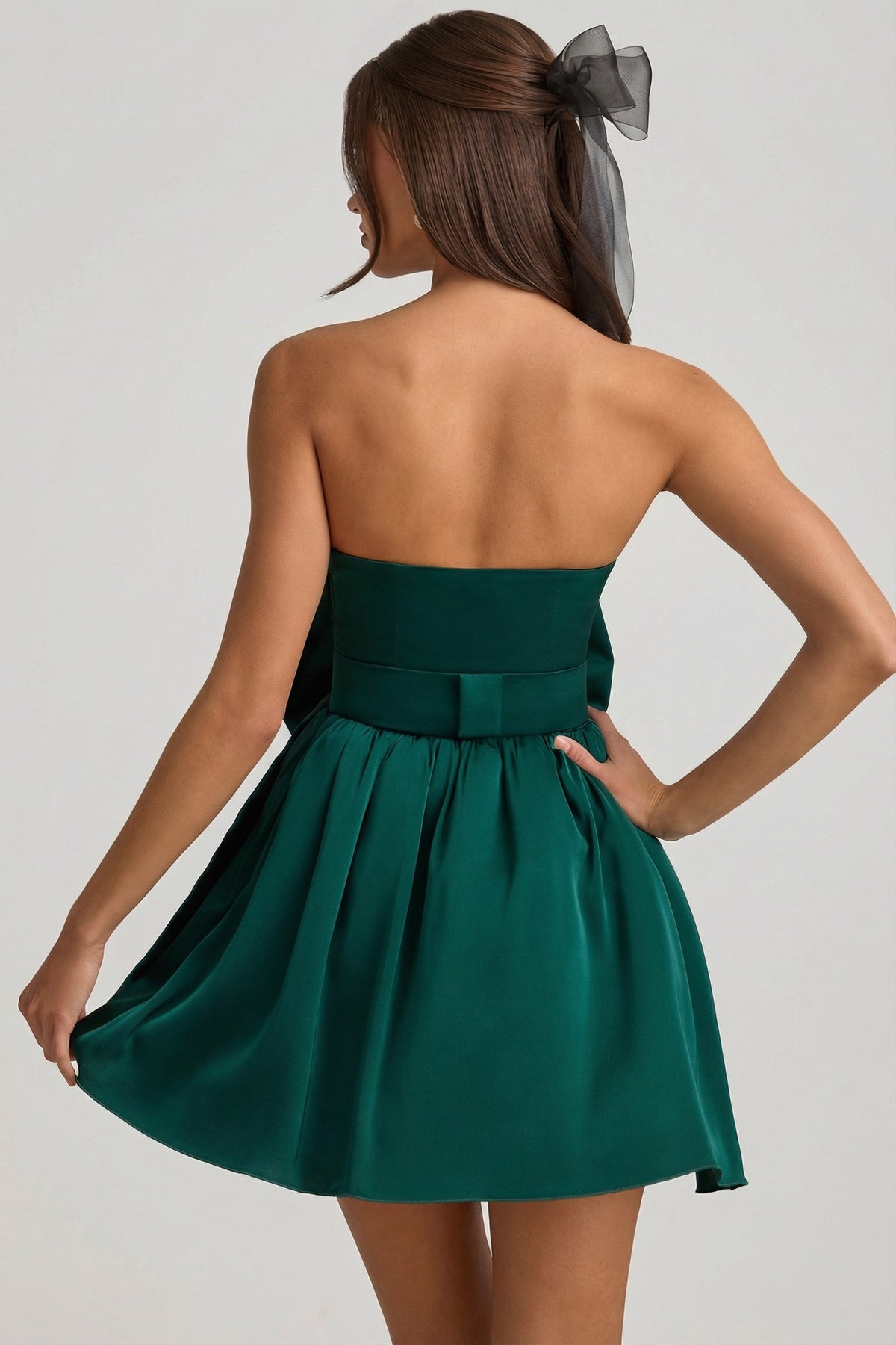 Belavie Norine Bow-Detail Corset Mini Dress in Emerald Green