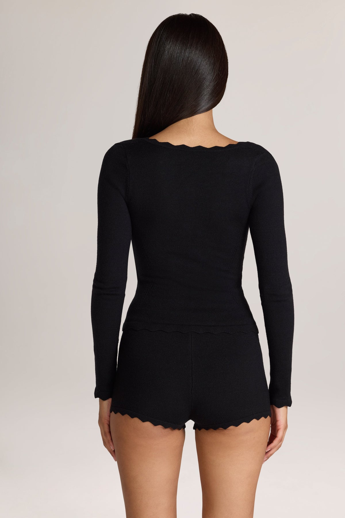 Belavie Sassia Knit Long-Sleeve Cardigan in Black