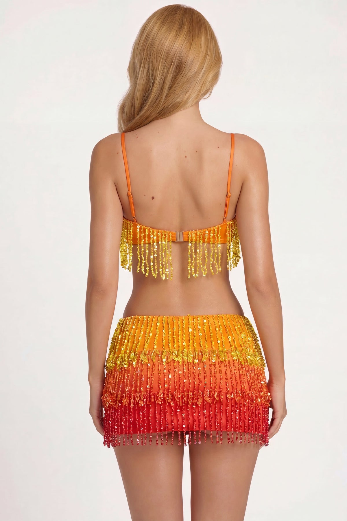 Belavie Aeren Fringed Bralette in Orange Ombre