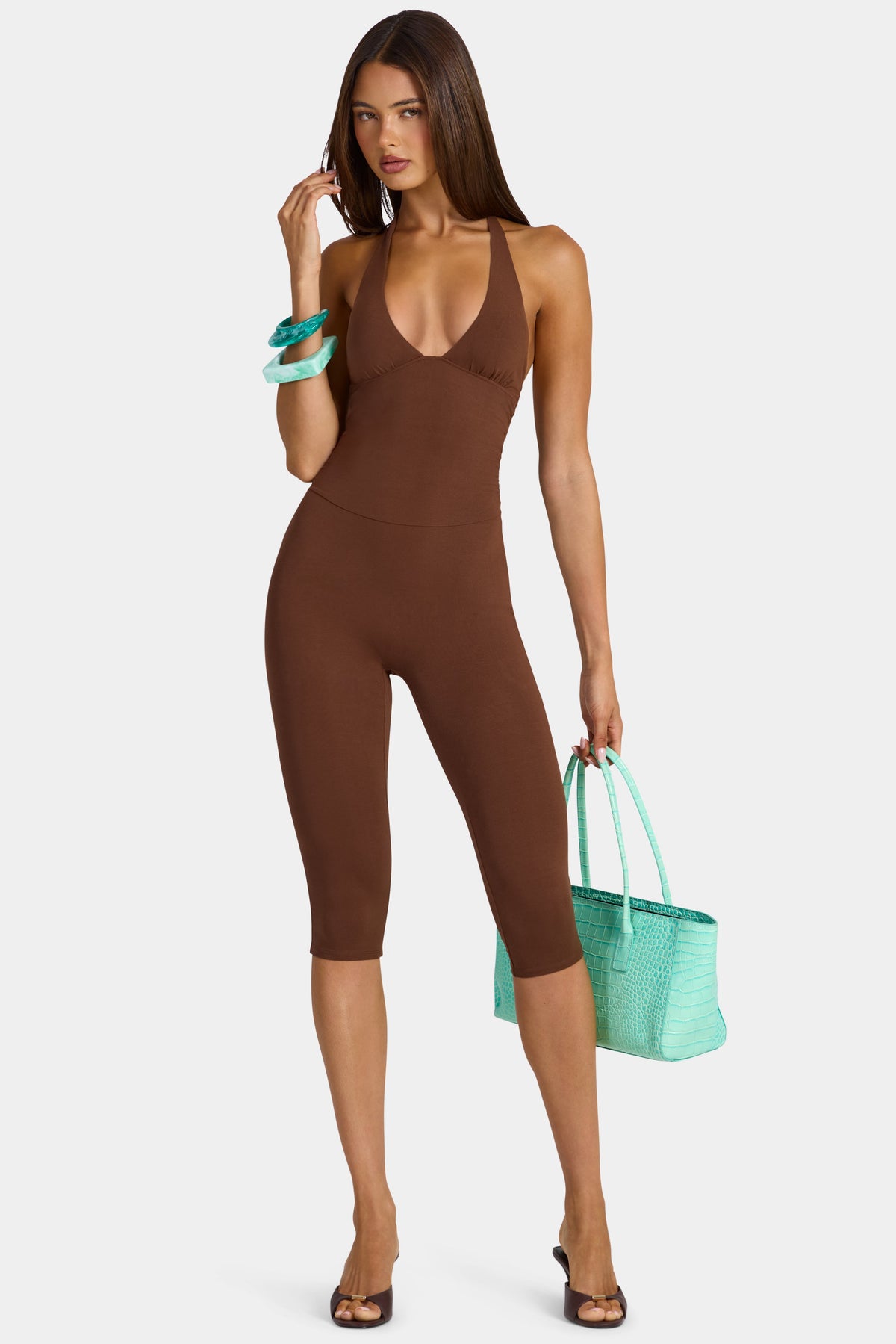 Belavie Winn Modal Capri Jumpsuit in Cocoa Brown