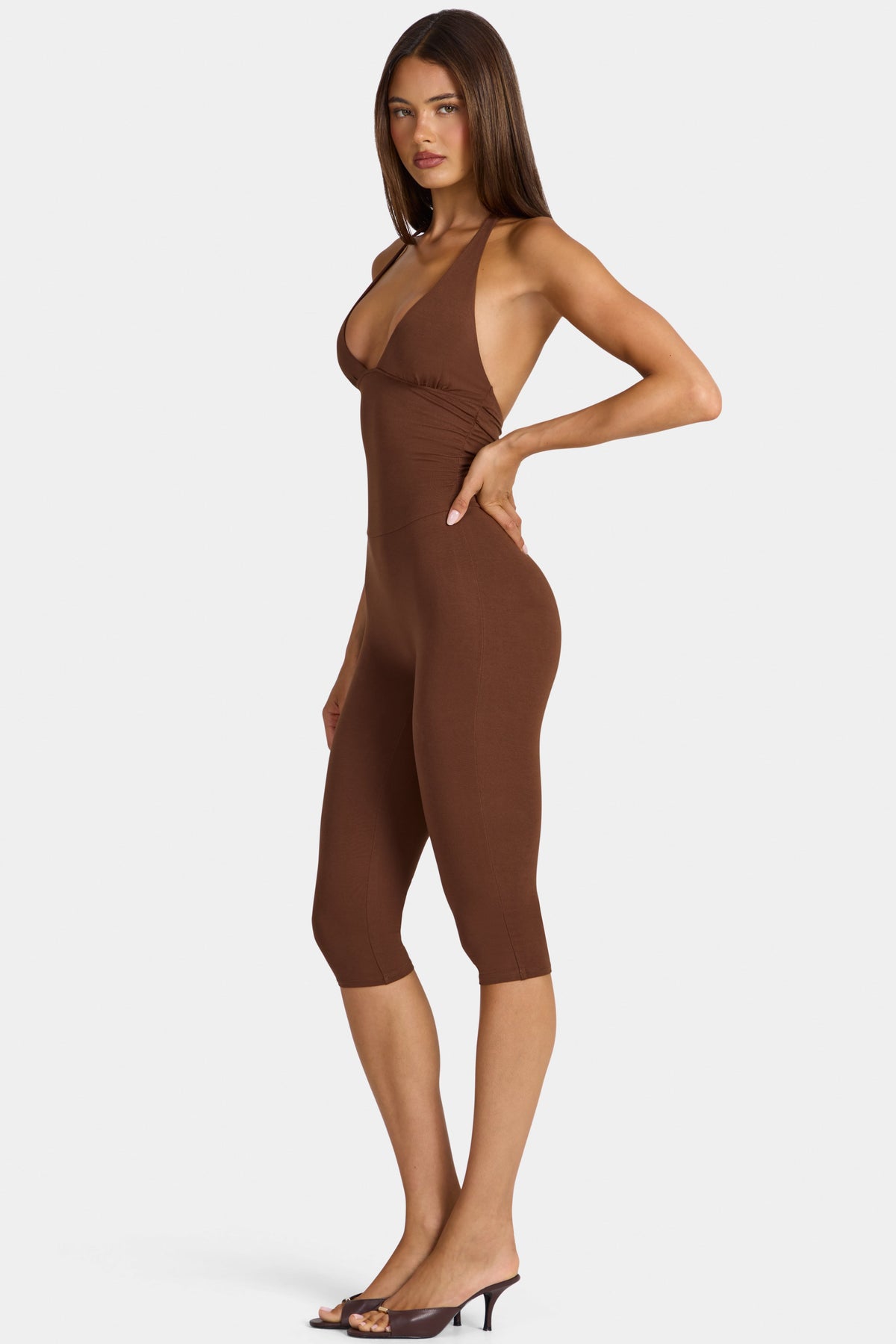 Belavie Winn Modal Capri Jumpsuit in Cocoa Brown