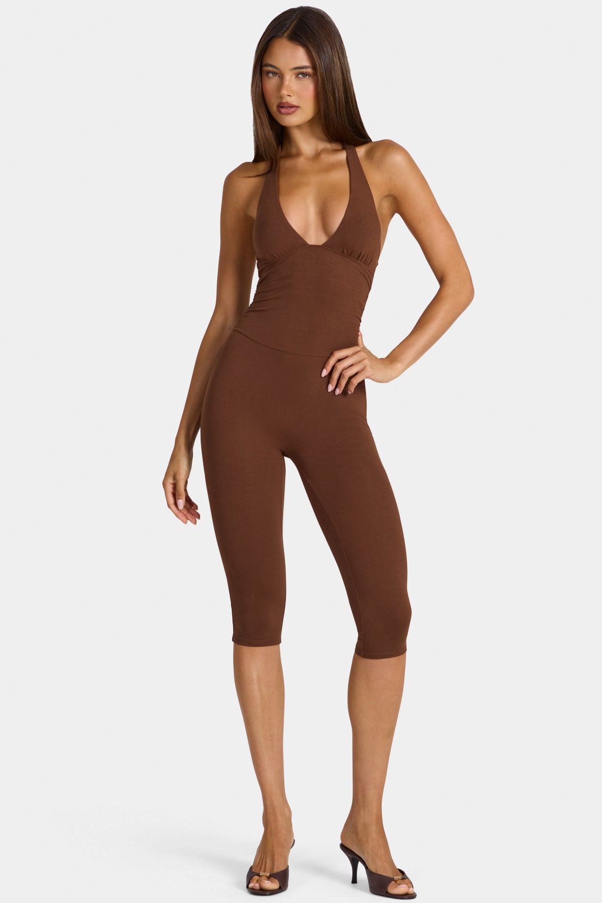 Belavie Winn Modal Capri Jumpsuit in Cocoa Brown