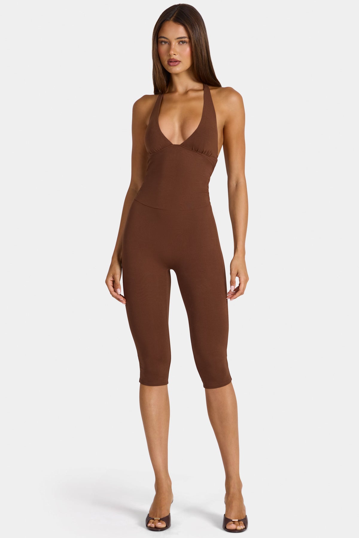 Belavie Winn Modal Capri Jumpsuit in Cocoa Brown
