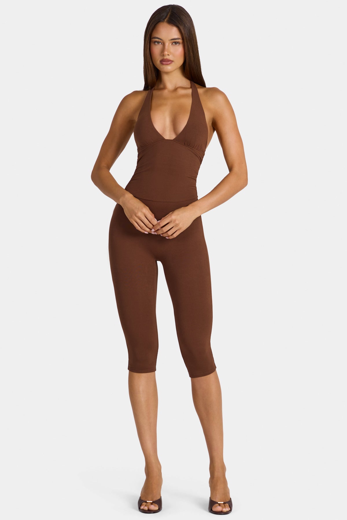 Belavie Winn Modal Capri Jumpsuit in Cocoa Brown