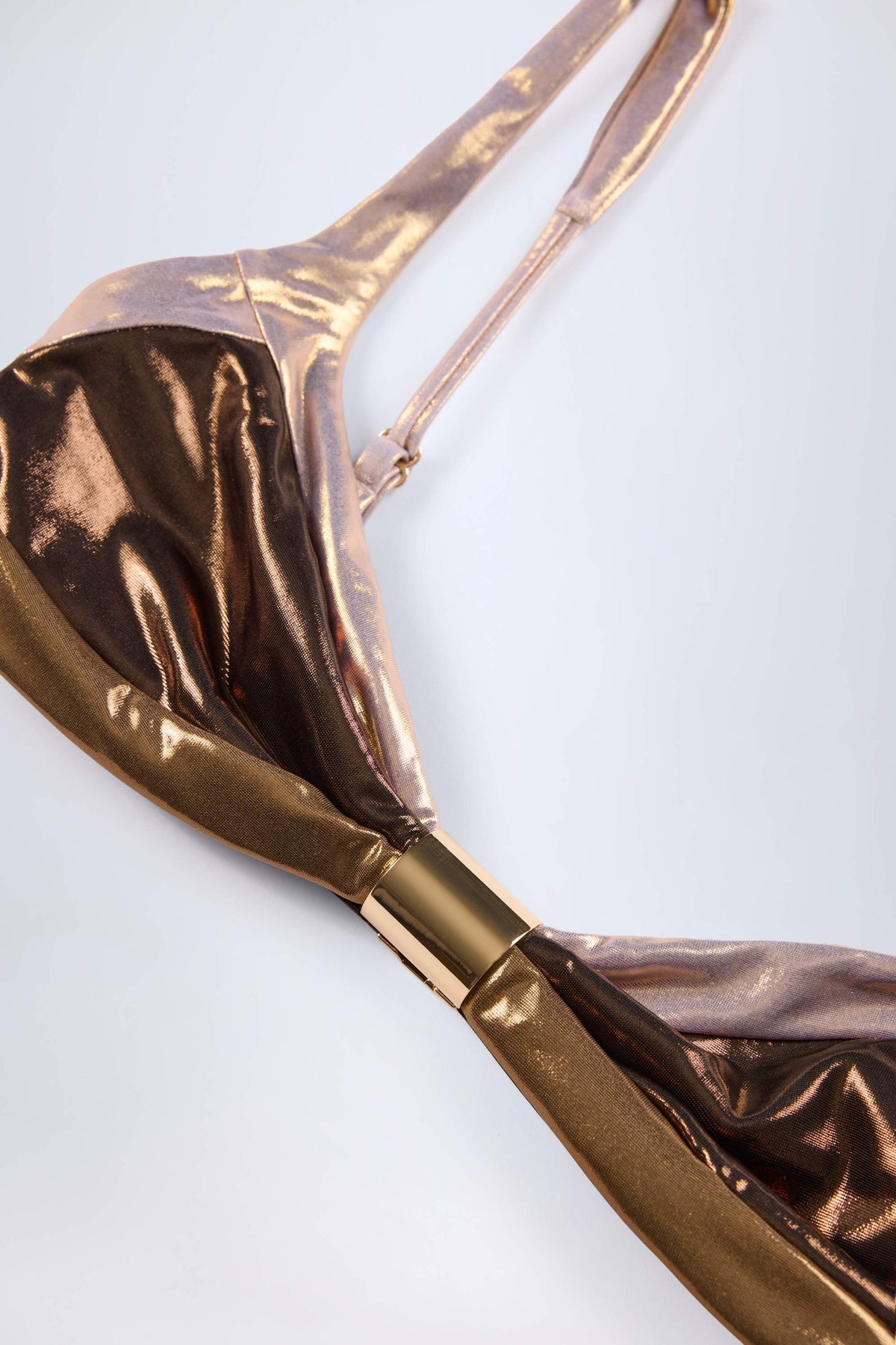 Belavie Palmite Ruched Bikini Top in Bronze Gold