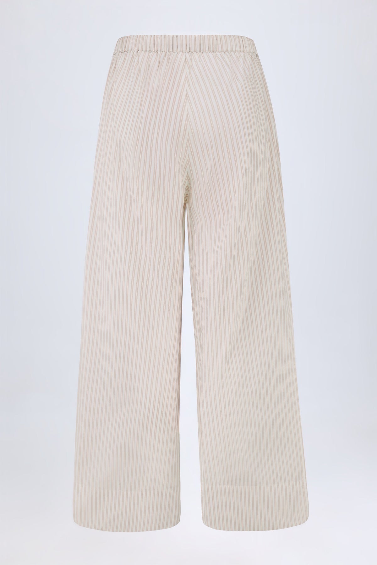 Belavie Piren Wide-Leg Cotton-Poplin Trousers in Light Taupe Stripe