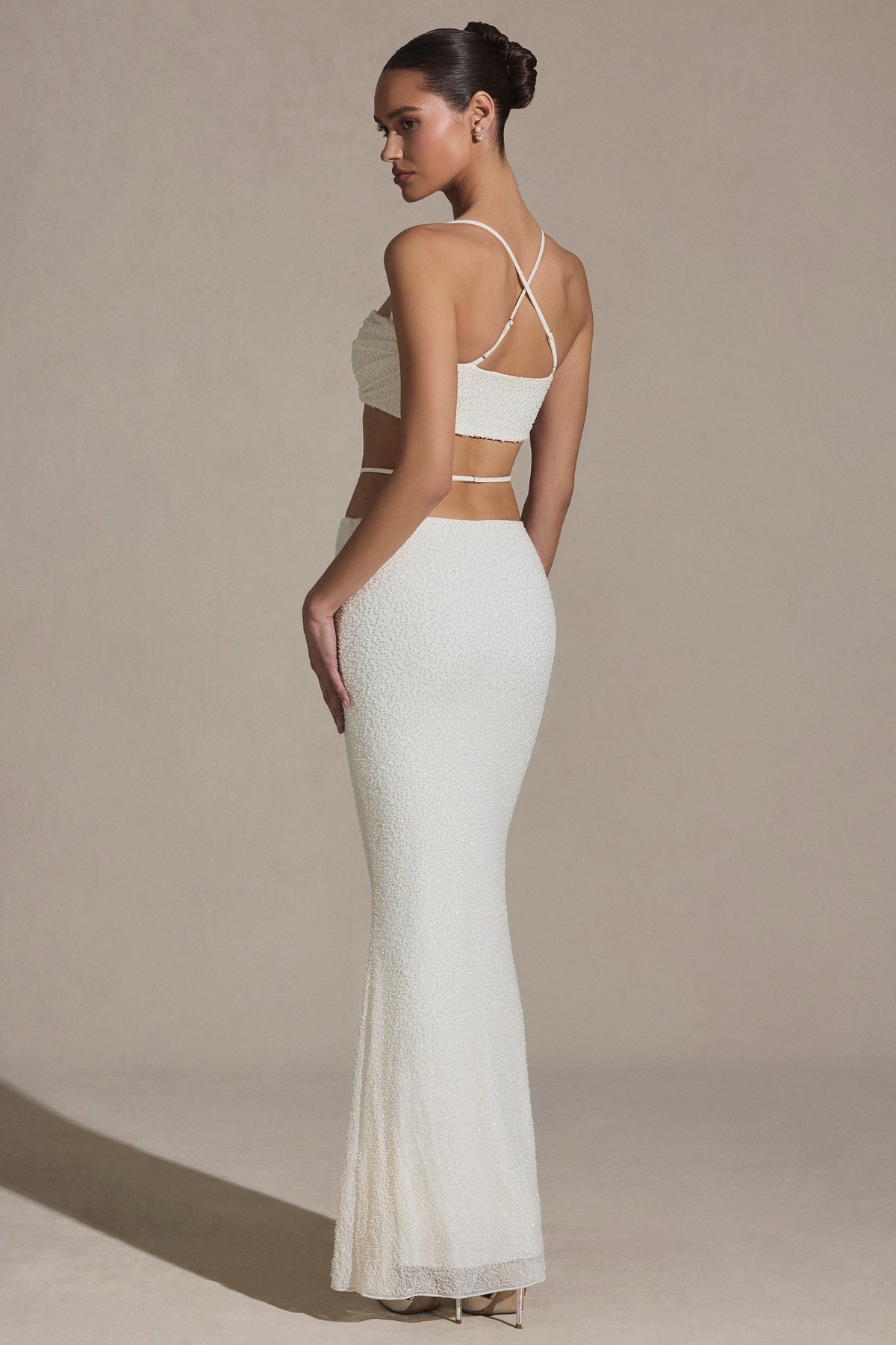 Belavie Sardinie Embellished Strappy Maxi Skirt in White