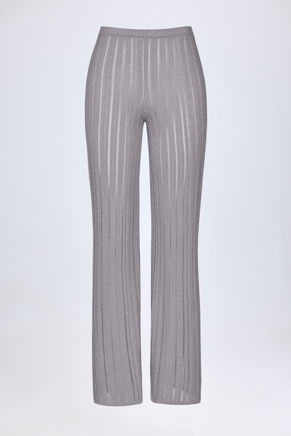 Belavie Selare Mid-Rise Flared Trousers in Silver