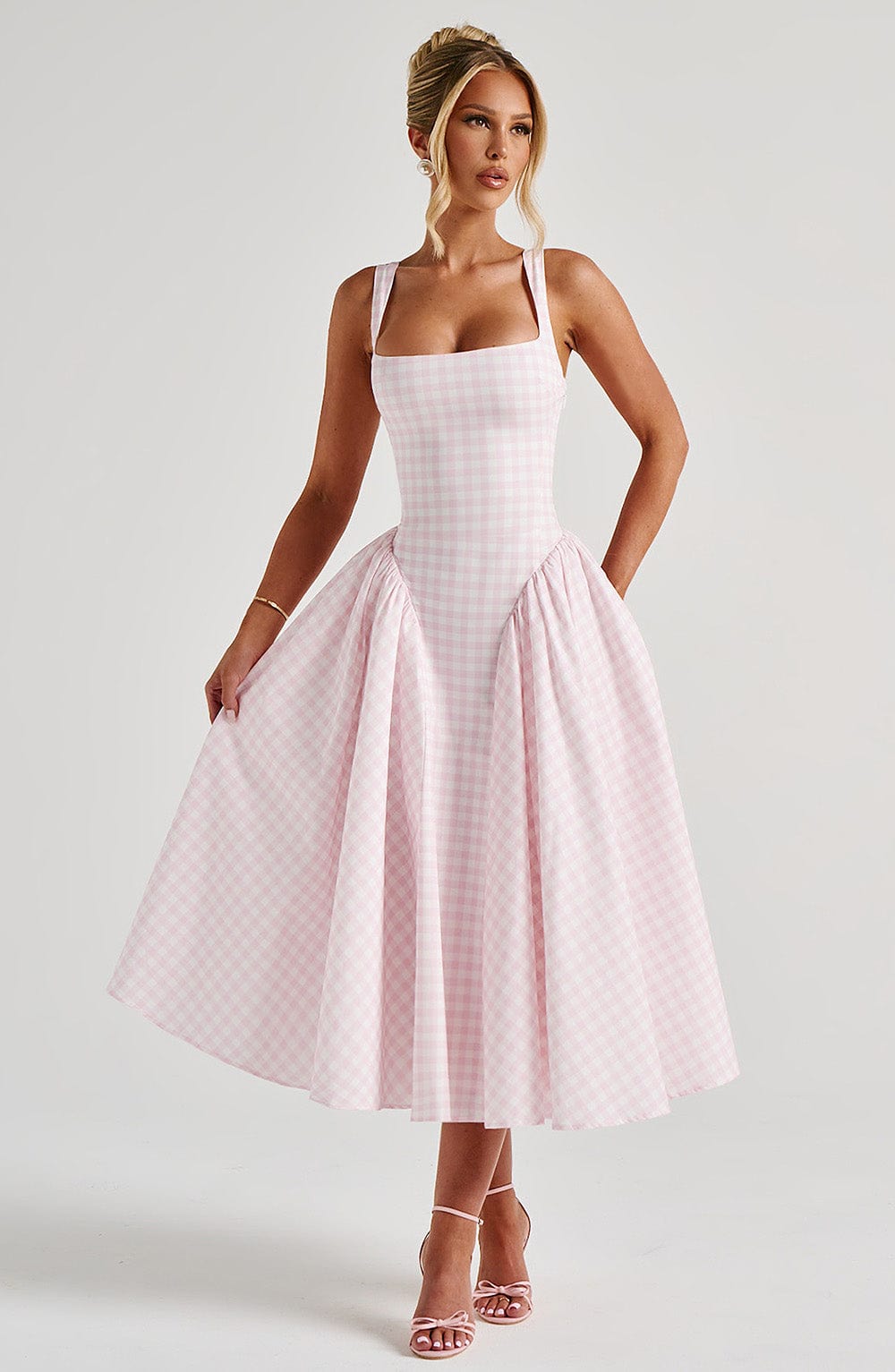 Belavie Sherriella Midi Dress - Blush Gingham