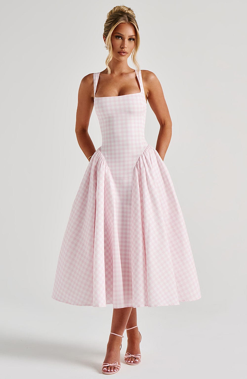 Belavie Sherriella Midi Dress - Blush Gingham