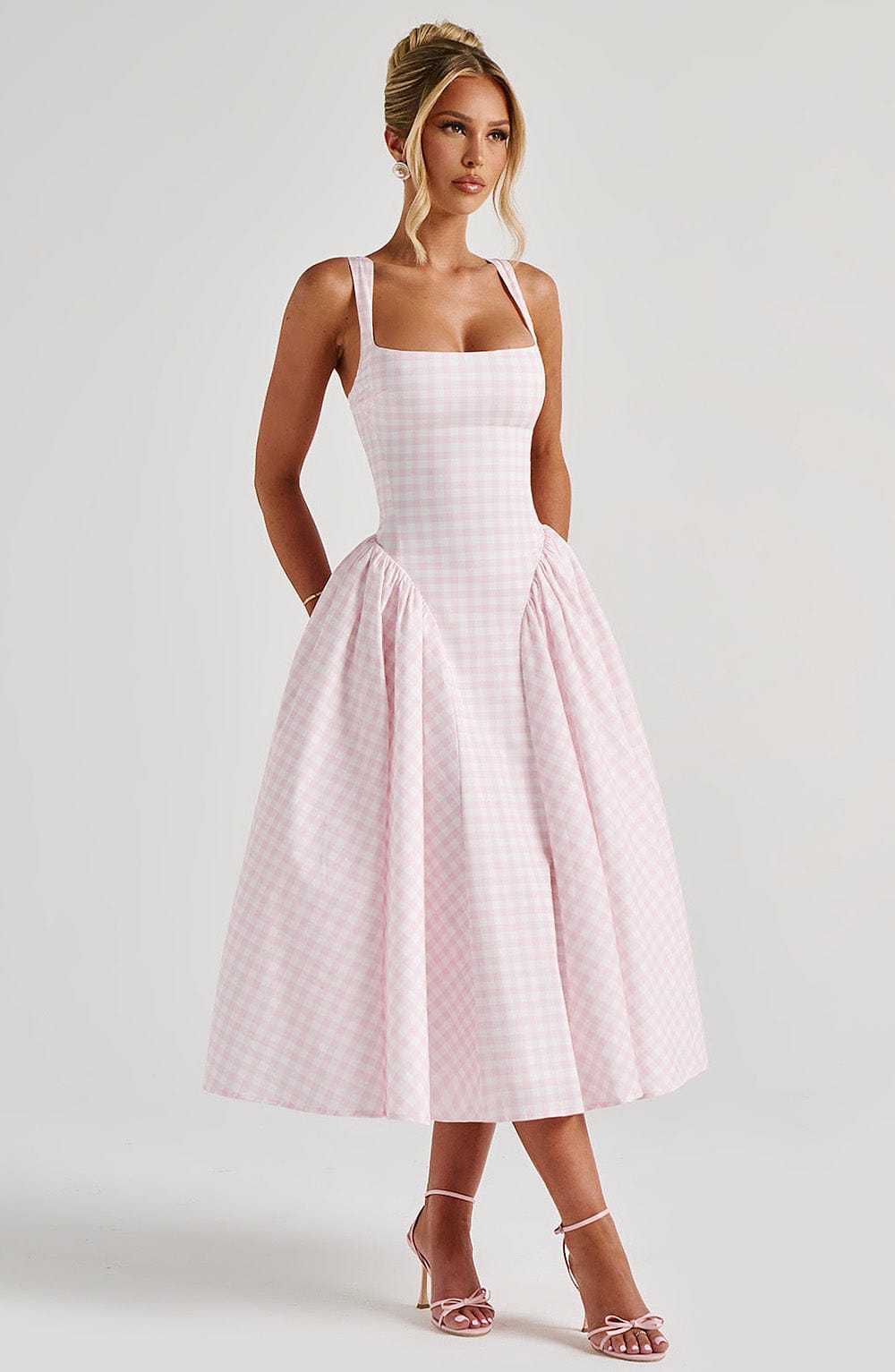 Belavie Sherriella Midi Dress - Blush Gingham