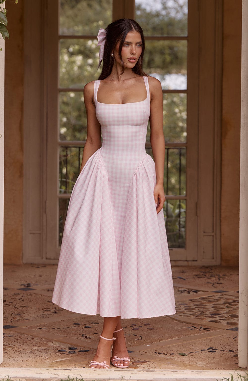 Belavie Sherriella Midi Dress - Blush Gingham